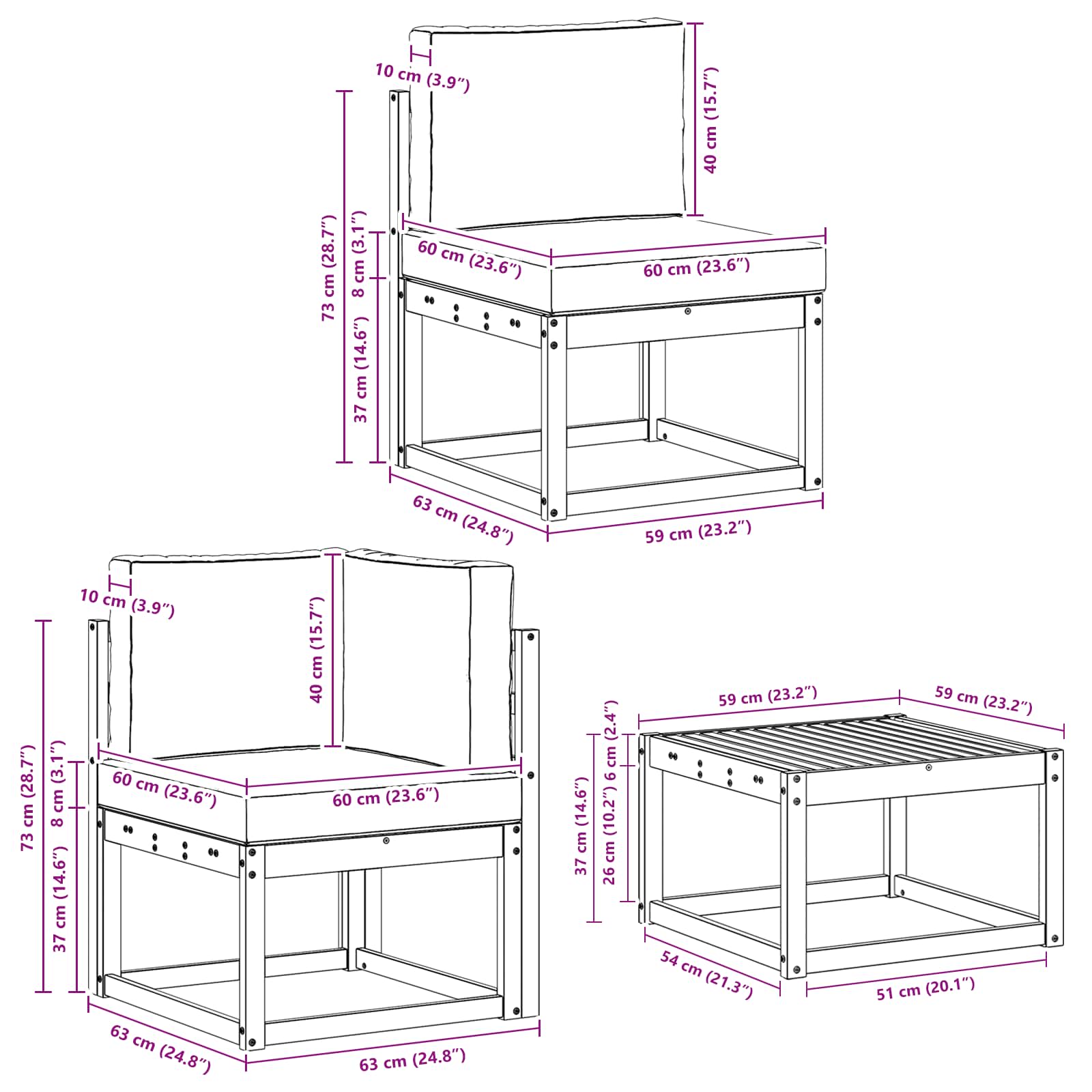 Set vanjskih sofa s jastukom 7 pcs Prirodna i bež