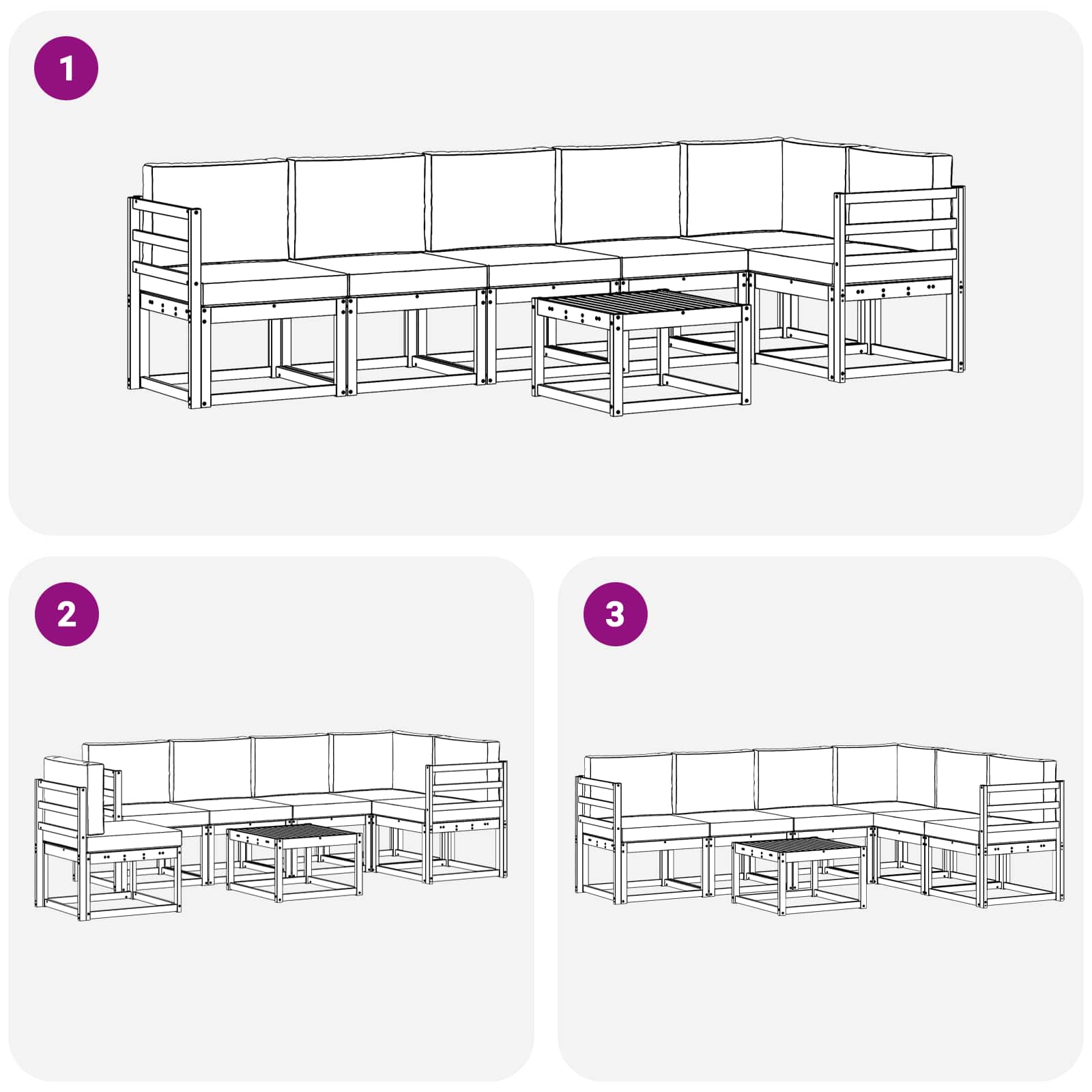 Set vanjskih sofa s jastukom 7 pcs Prirodna i bež