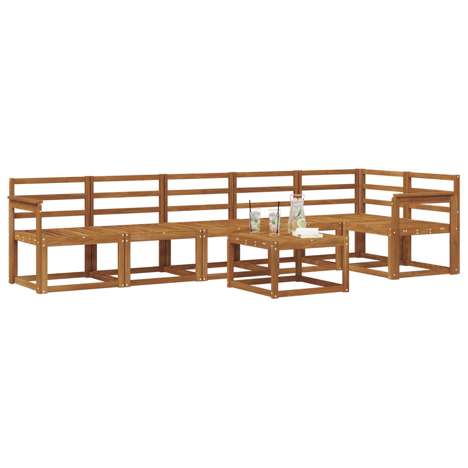 Set vanjskih sofa 7 pcs Prirodna Čvrsto drvo akacije