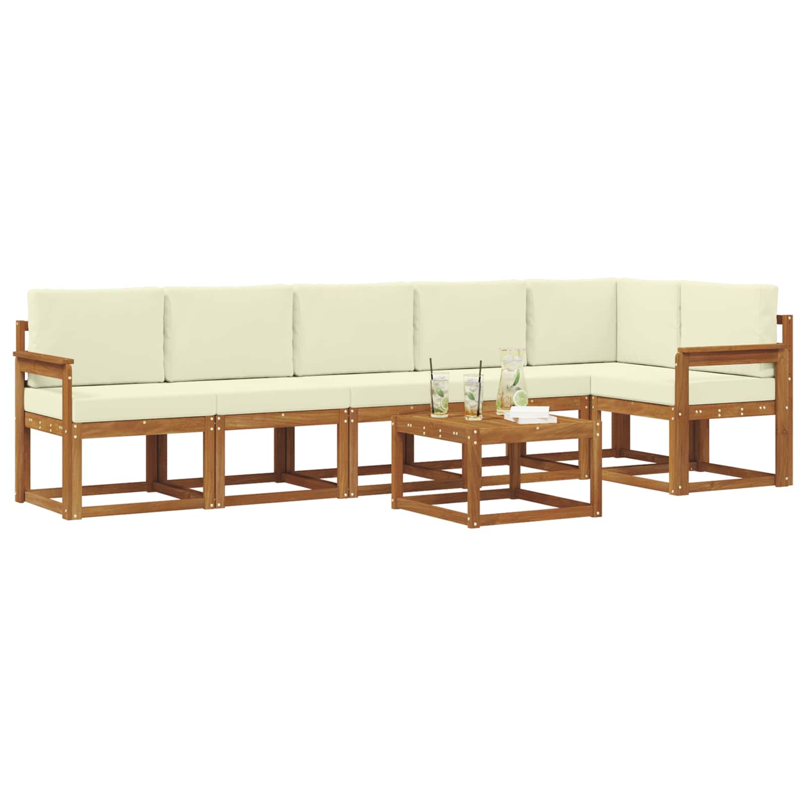 Set vanjskih sofa s jastukom 7 pcs Prirodna i krem