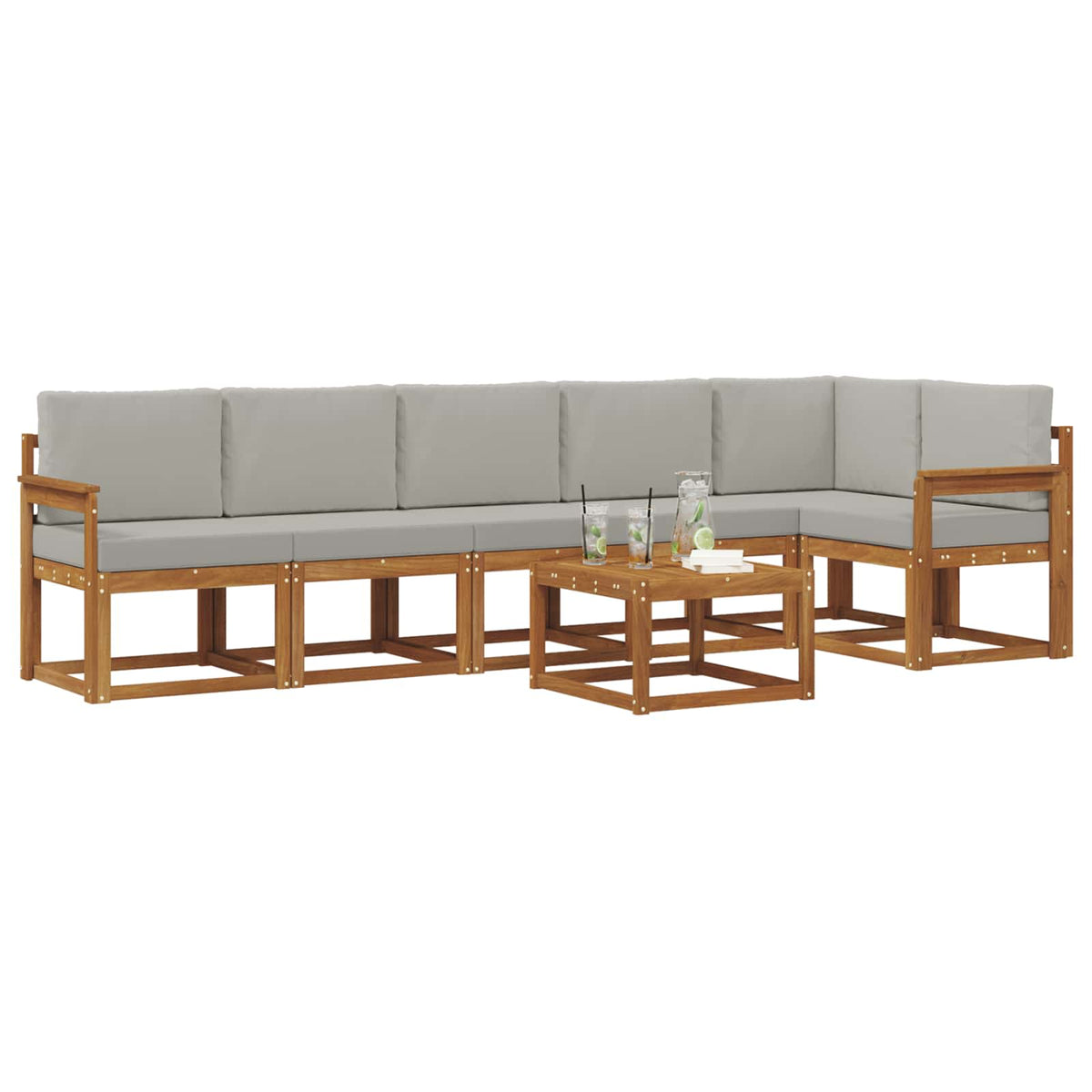 Set vanjskih sofa 7 kom. Prirodna i svijetlo siva