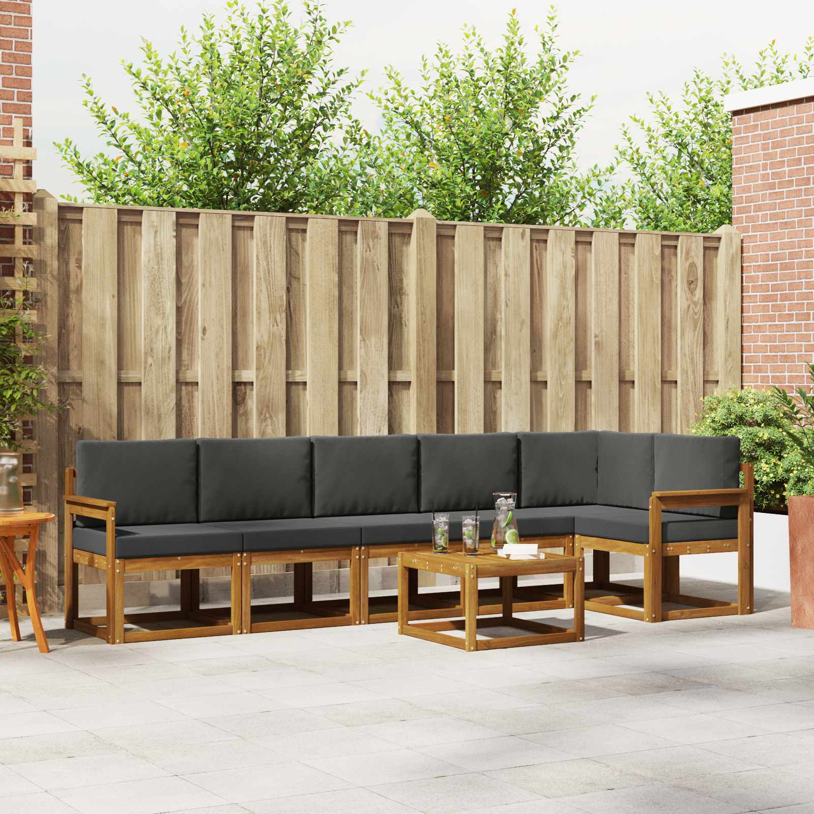 Set vanjskih sofa s jastukom 7 pcs Prirodna i antracit