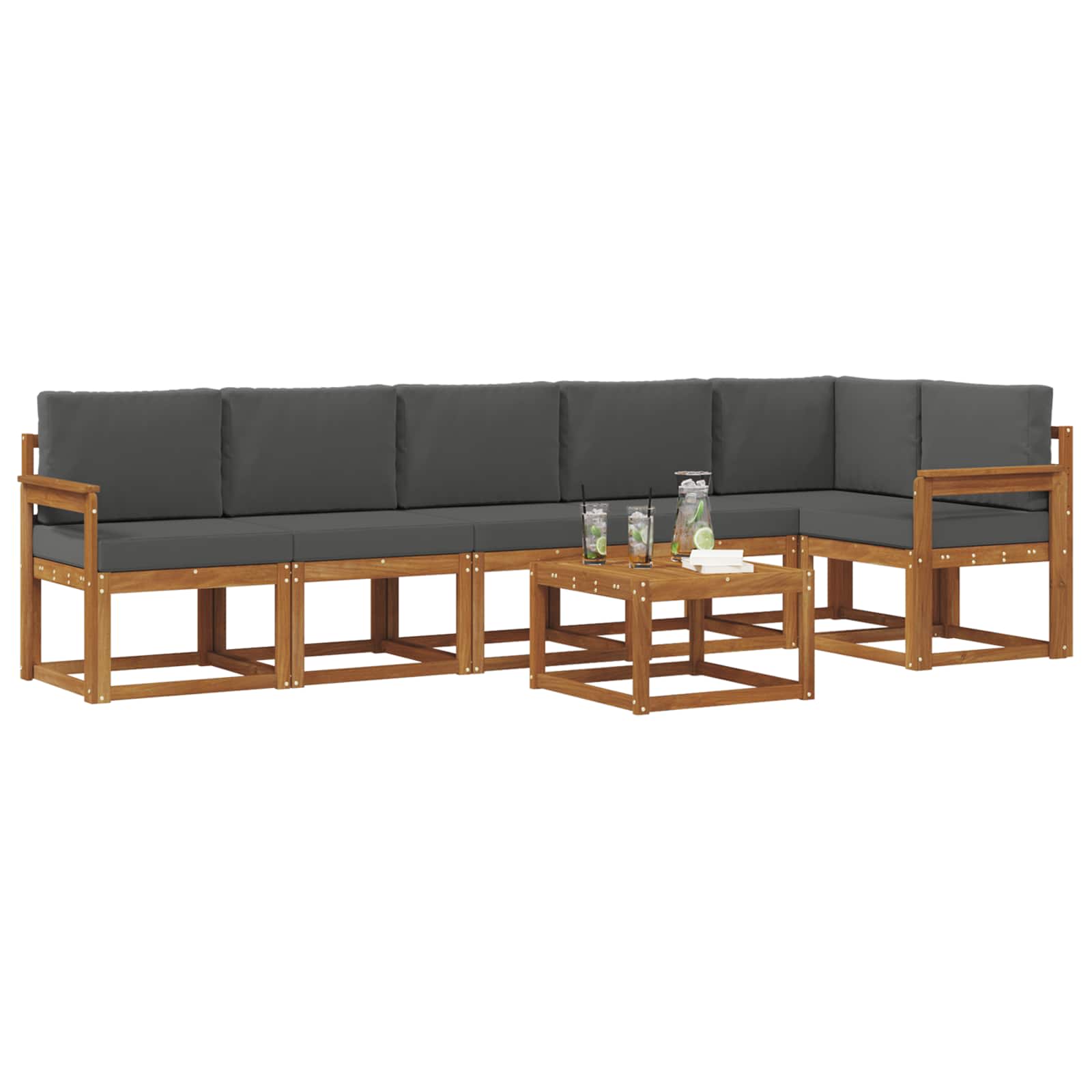 Set vanjskih sofa s jastukom 7 pcs Prirodna i antracit
