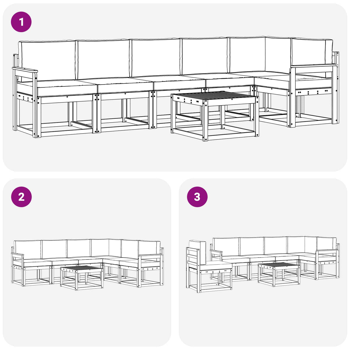 Set vanjskih sofa s jastukom 7 pcs Prirodna i antracit