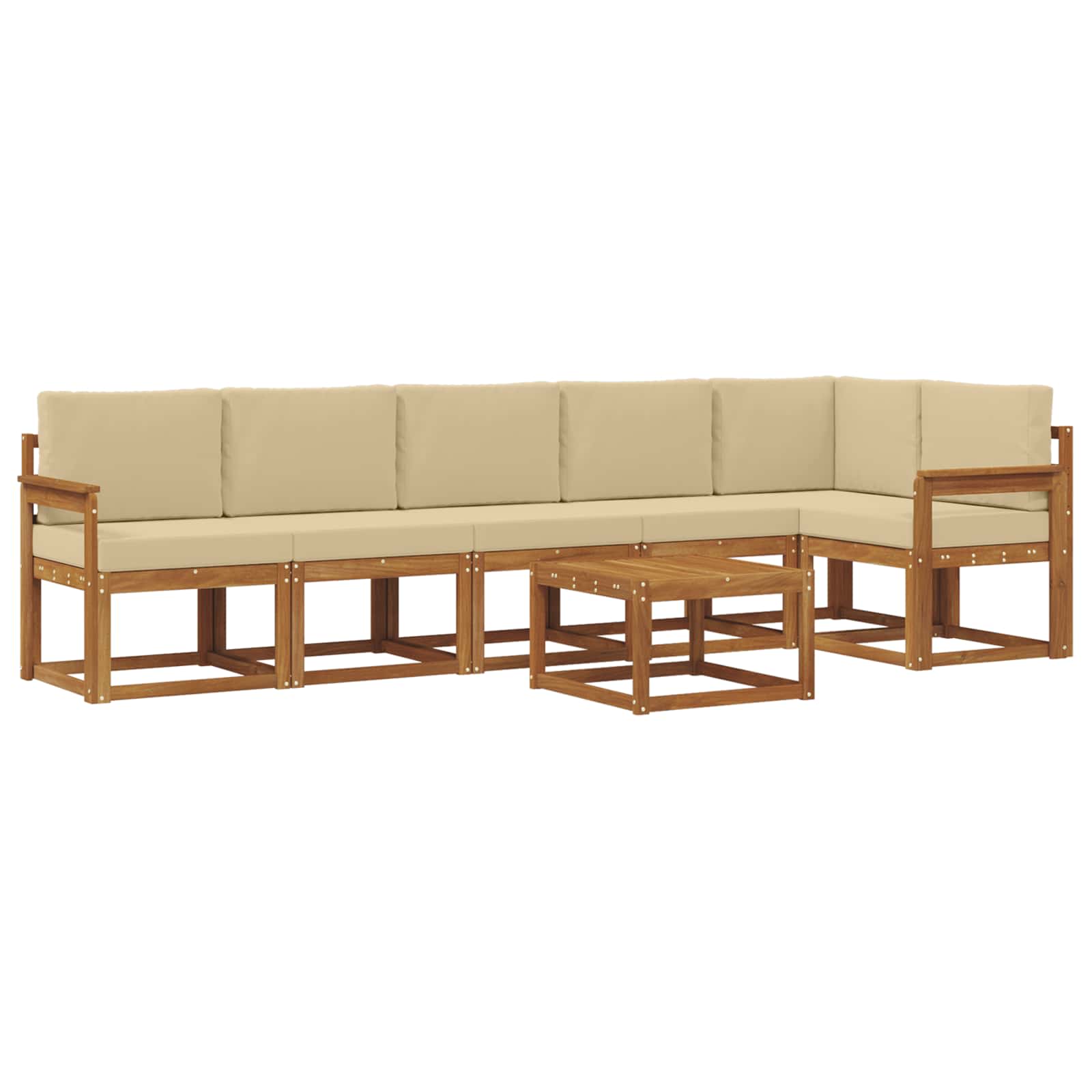 Set vanjskih sofa s jastukom 7 pcs Prirodna i bež