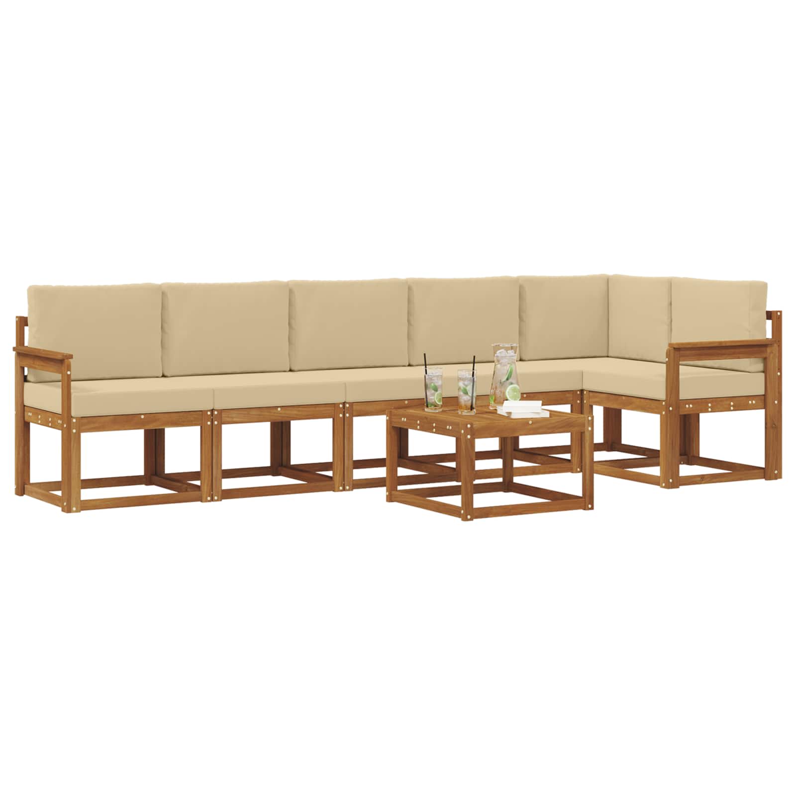 Set vanjskih sofa s jastukom 7 pcs Prirodna i bež