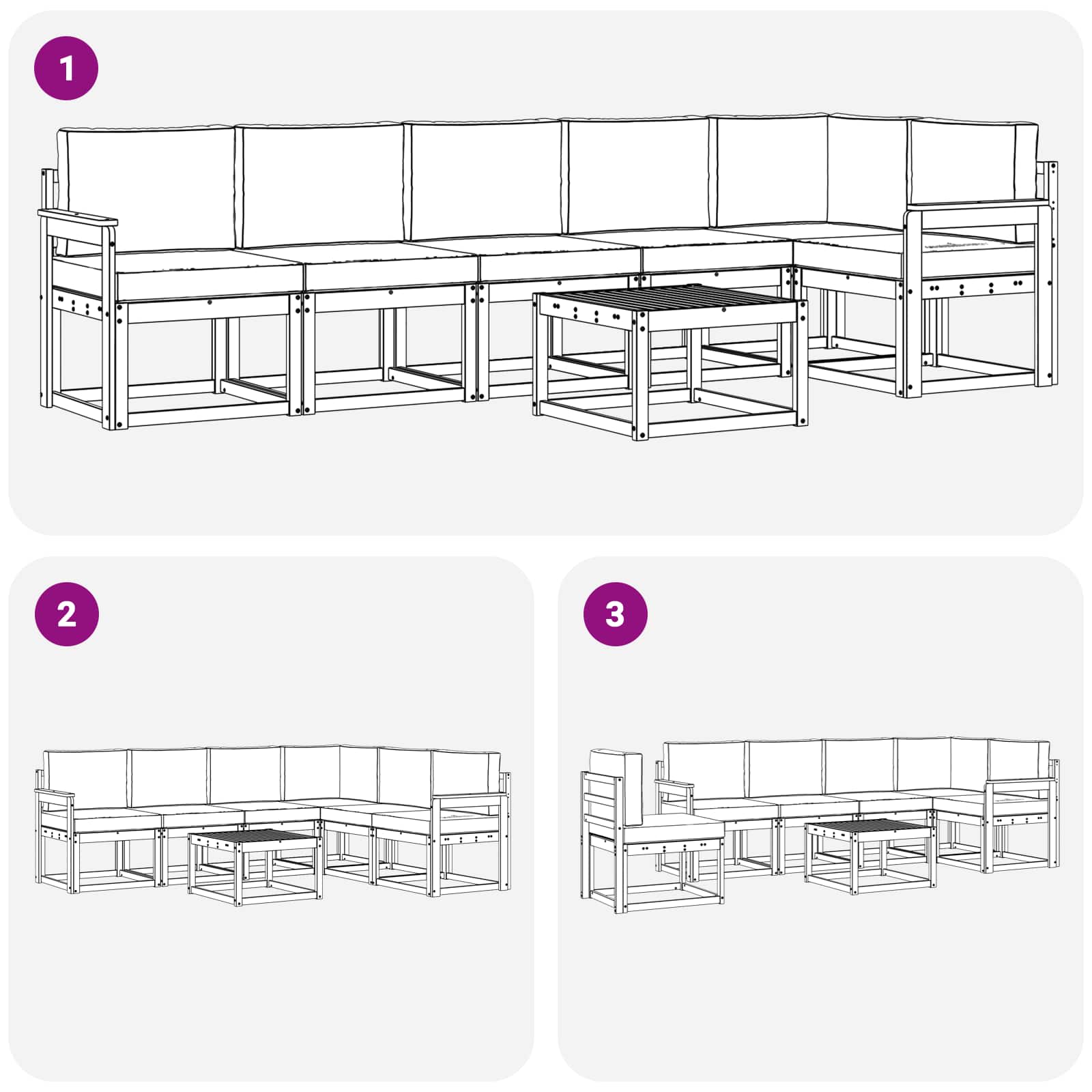 Set vanjskih sofa s jastukom 7 pcs Prirodna i bež