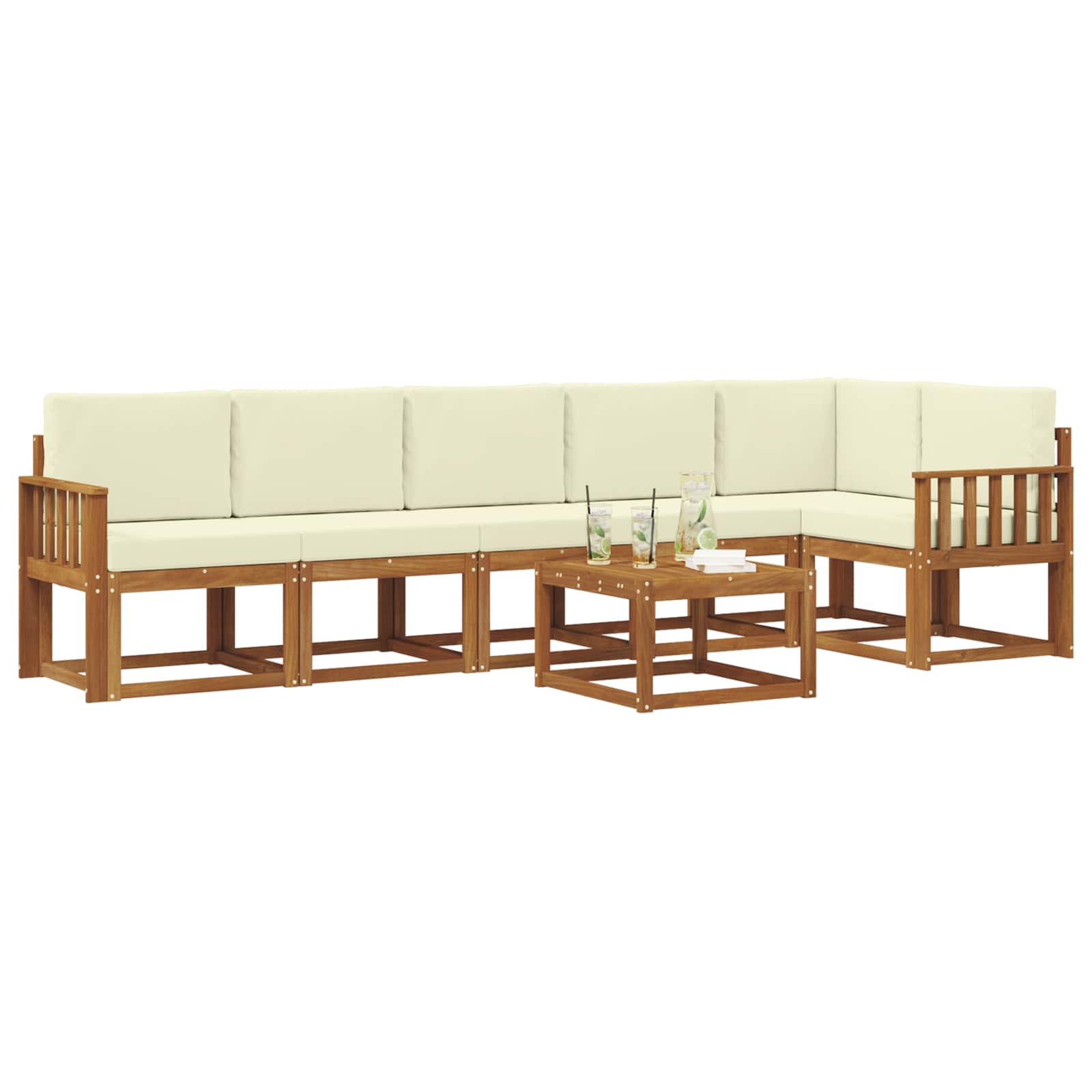 Set vanjskih sofa s jastukom 7 pcs Prirodna i krem