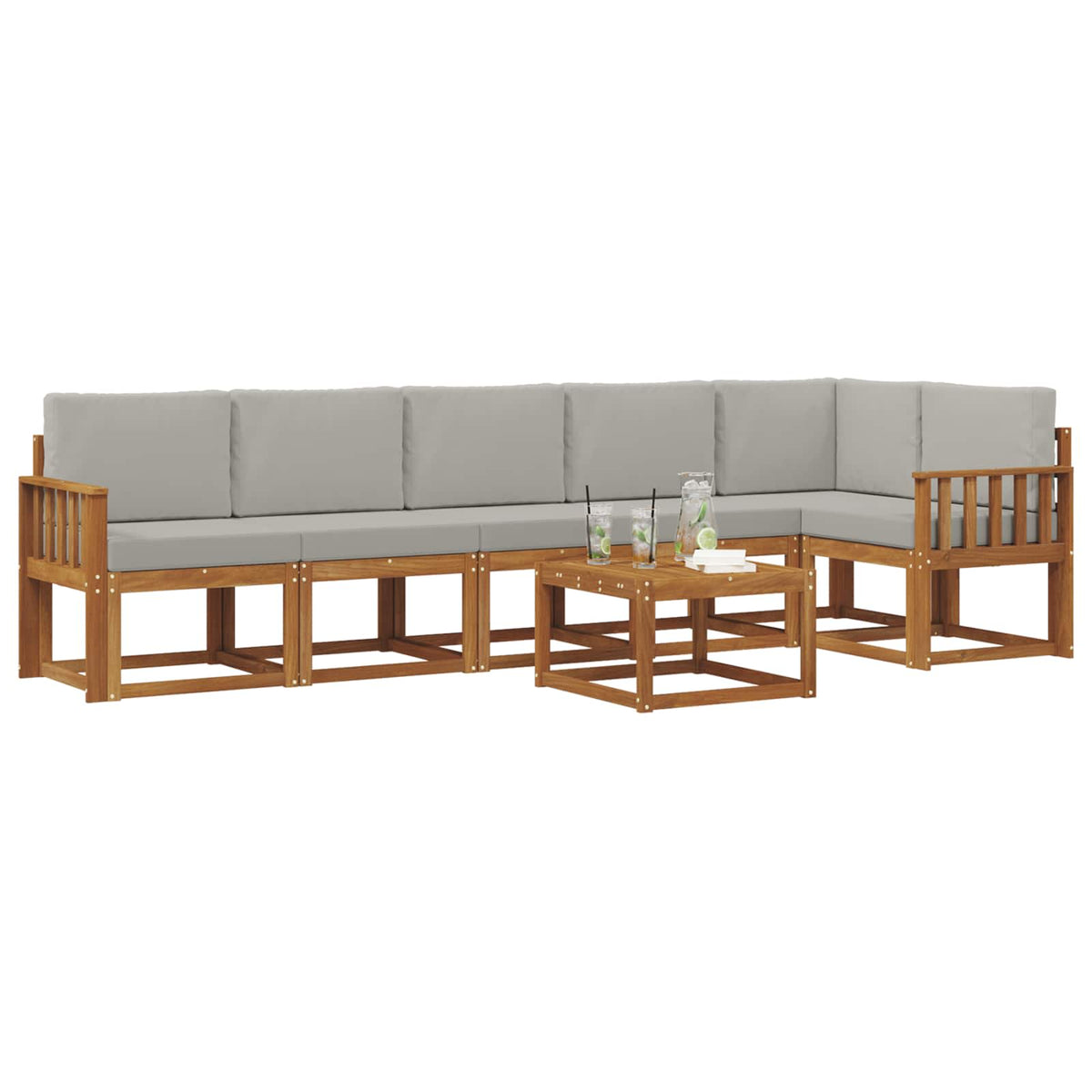 Set vanjskih sofa 7 kom. Prirodna i svijetlo siva