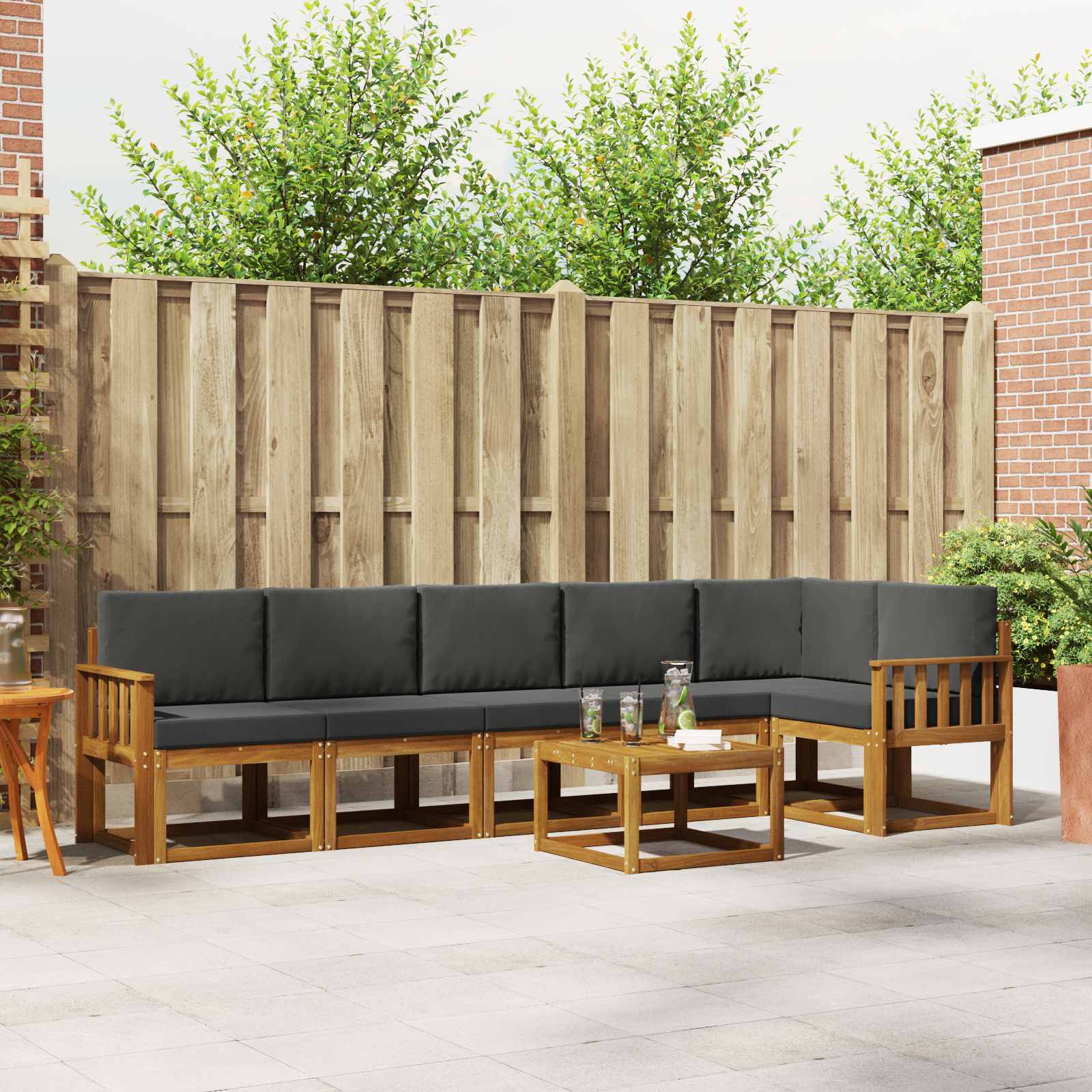 Set vanjskih sofa s jastukom 7 pcs Prirodna i antracit