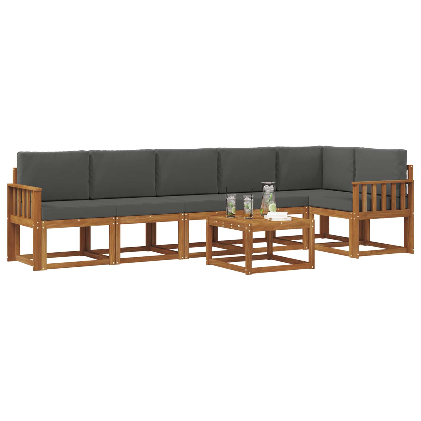 Set vanjskih sofa s jastukom 7 pcs Prirodna i antracit
