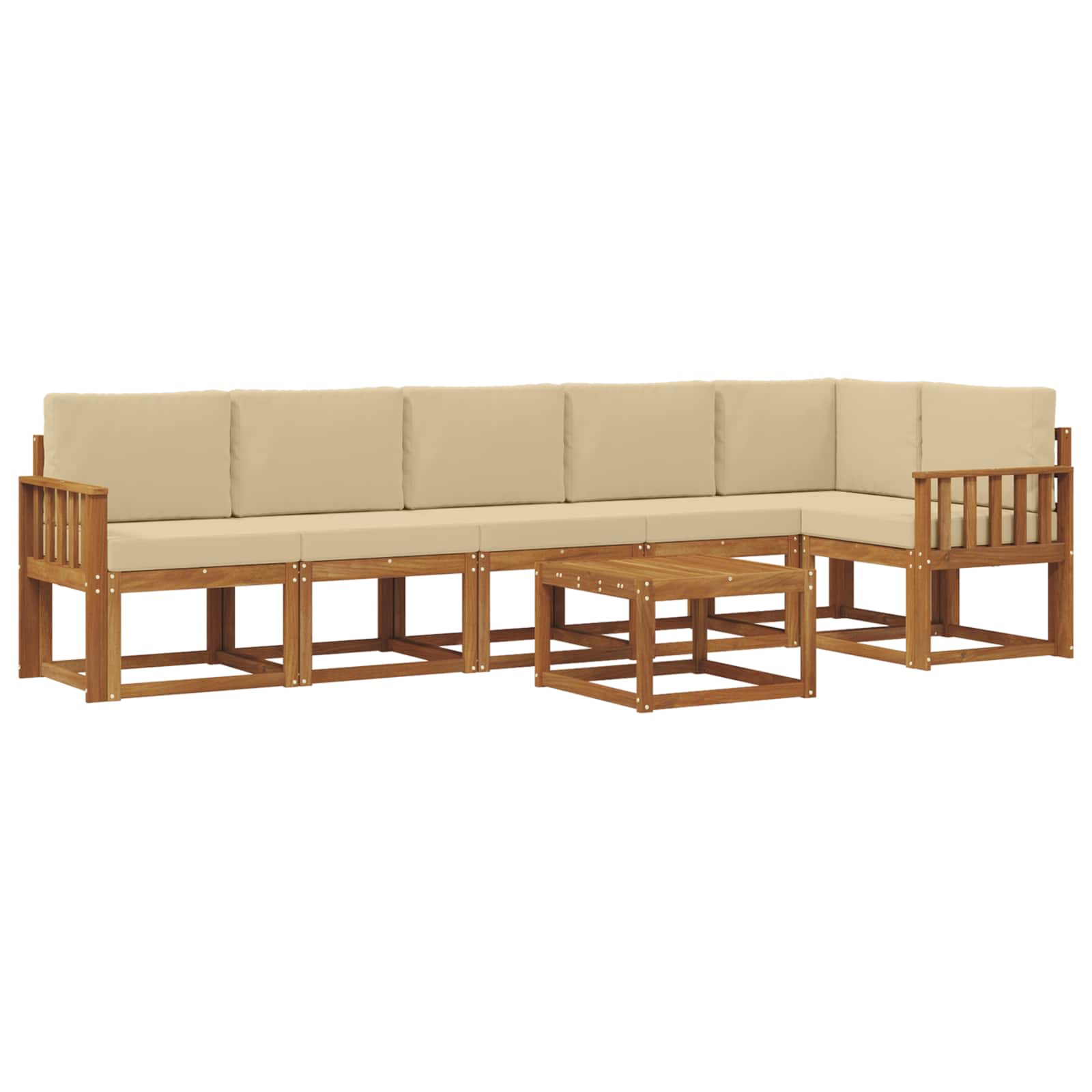 Set vanjskih sofa s jastukom 7 pcs Prirodna i bež