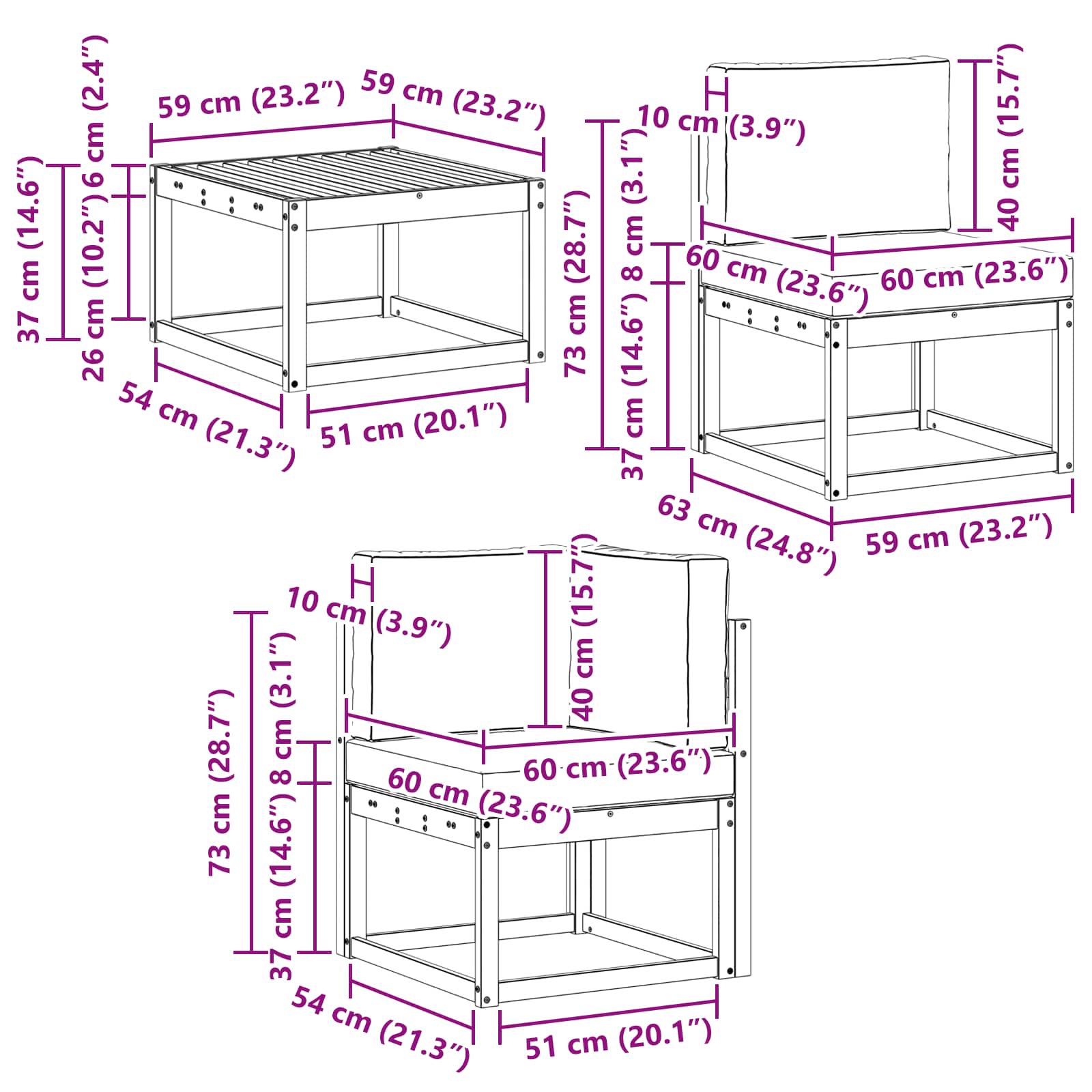 Set vanjskih sofa s jastukom 7 pcs Prirodna i bež