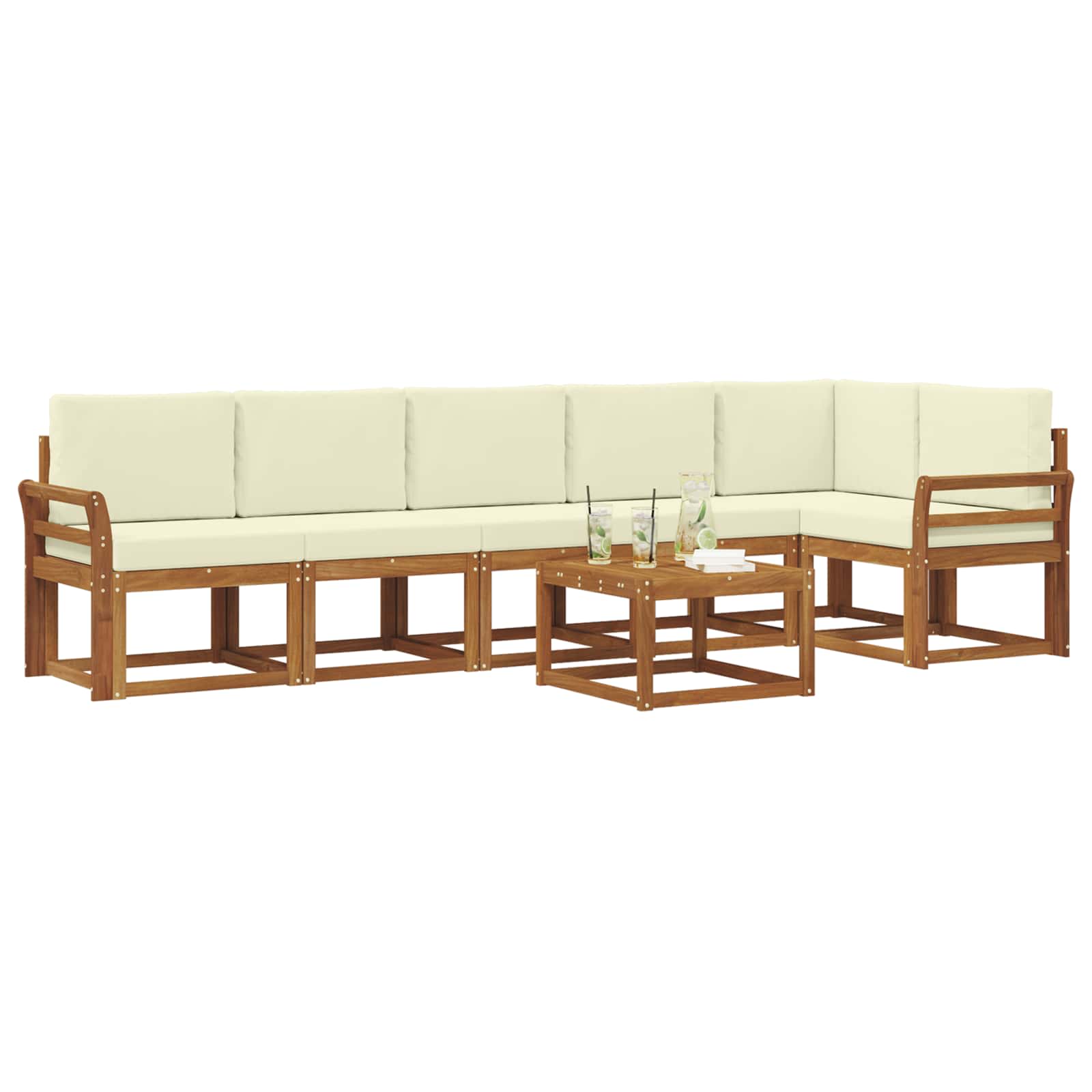 Set vanjskih sofa s jastukom 7 pcs Prirodna i krem