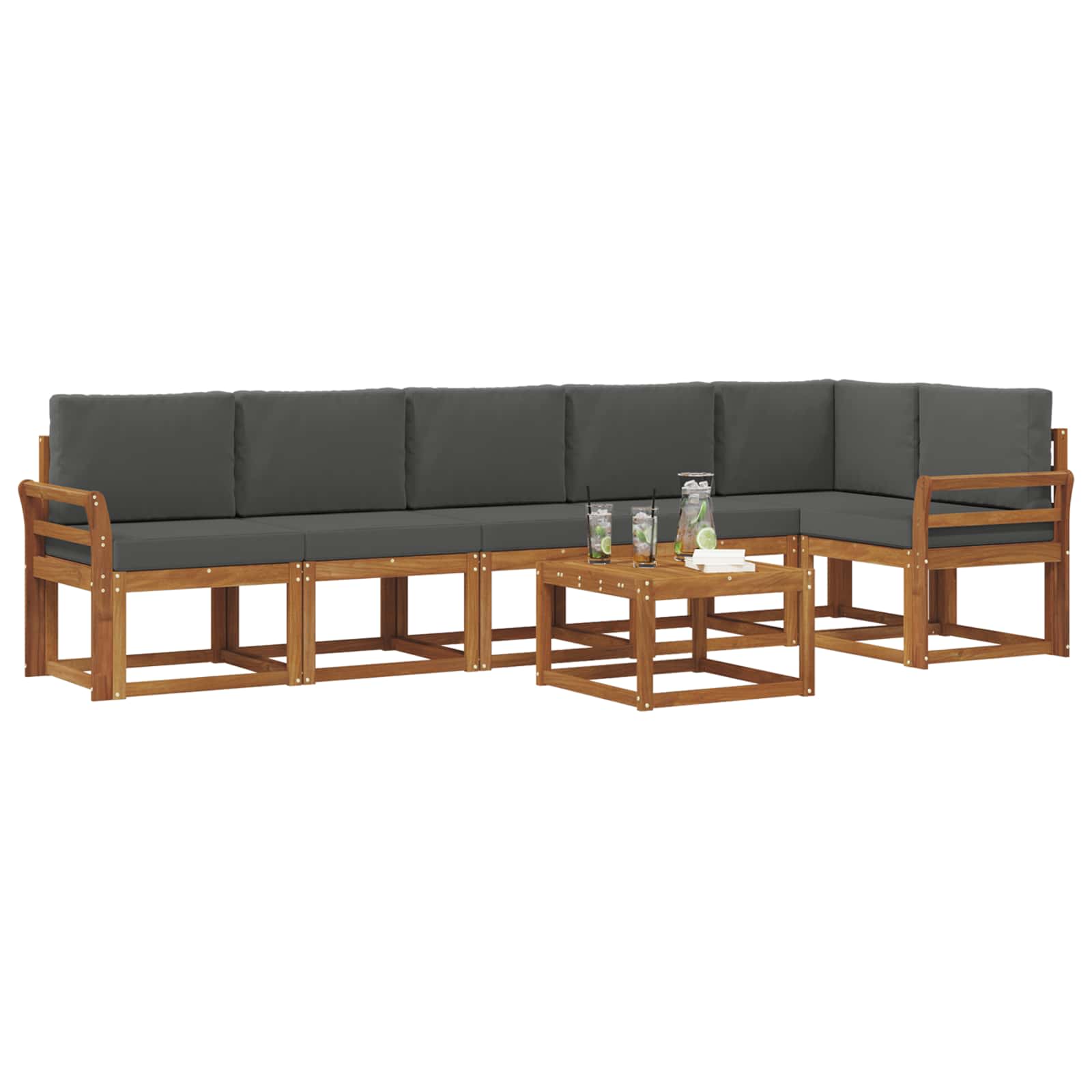 Set vanjskih sofa s jastukom 7 pcs Prirodna i antracit