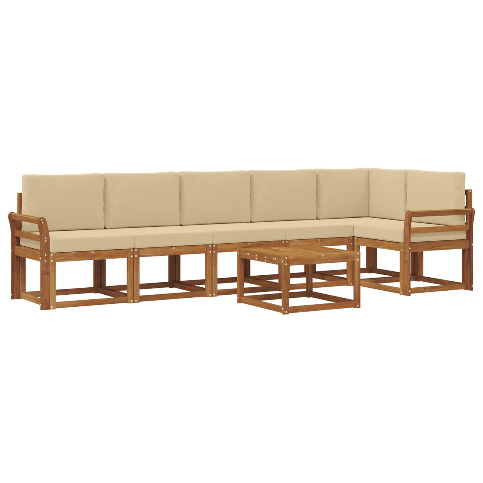 Set vanjskih sofa s jastukom 7 pcs Prirodna i bež