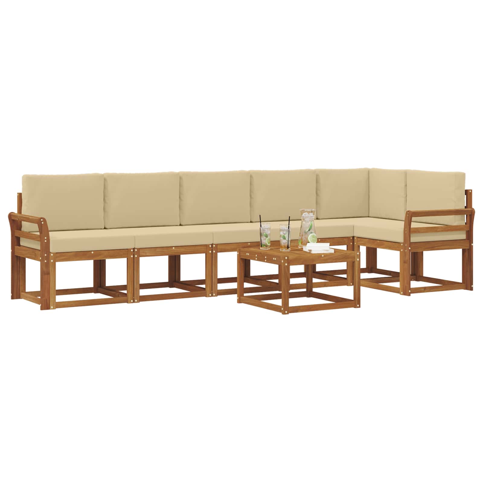 Set vanjskih sofa s jastukom 7 pcs Prirodna i bež