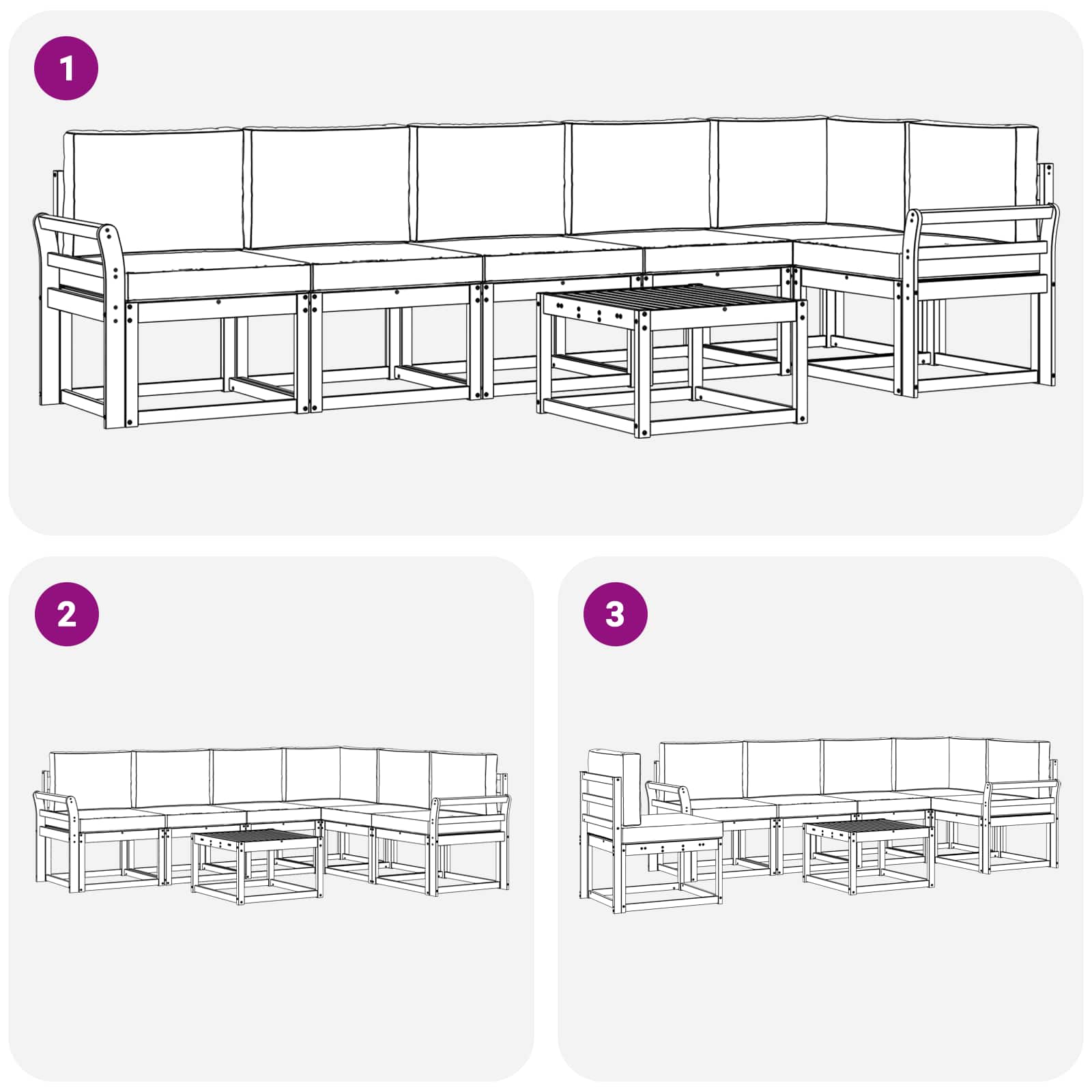 Set vanjskih sofa s jastukom 7 pcs Prirodna i bež