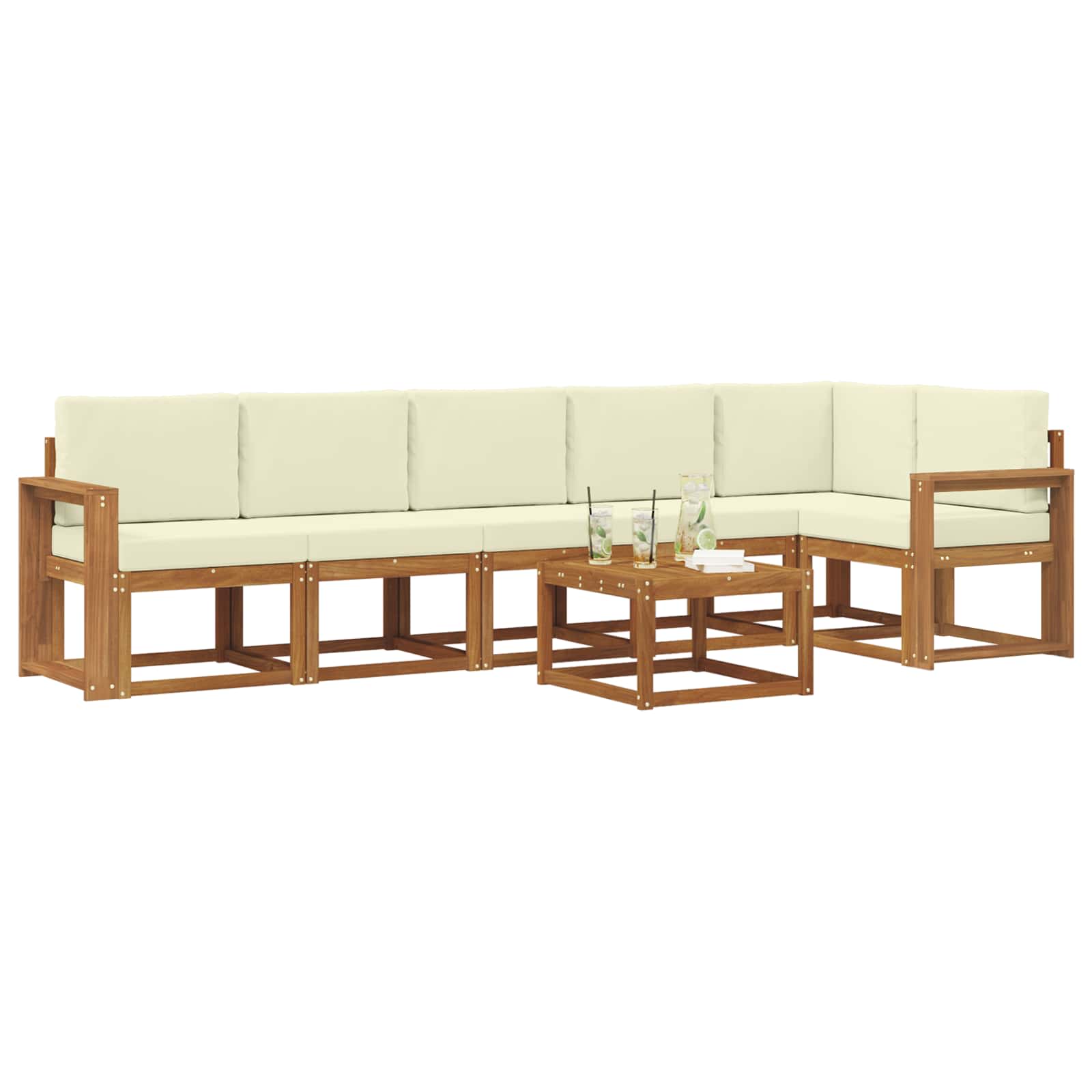 Set vanjskih sofa s jastukom 7 pcs Prirodna i krem