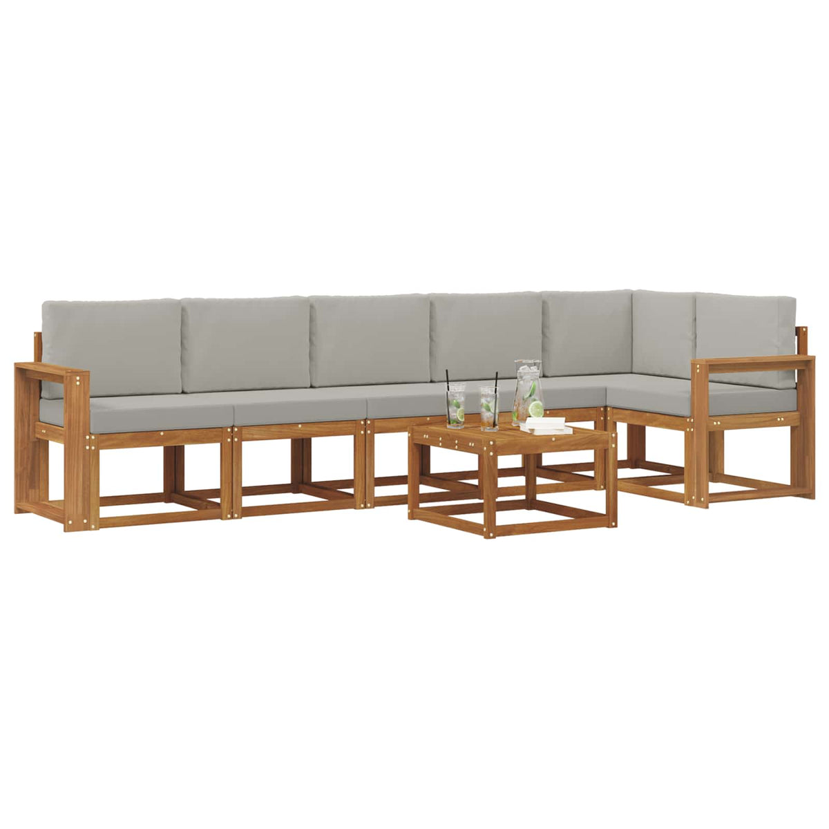 Set vanjskih sofa 7 kom. Prirodna i svijetlo siva