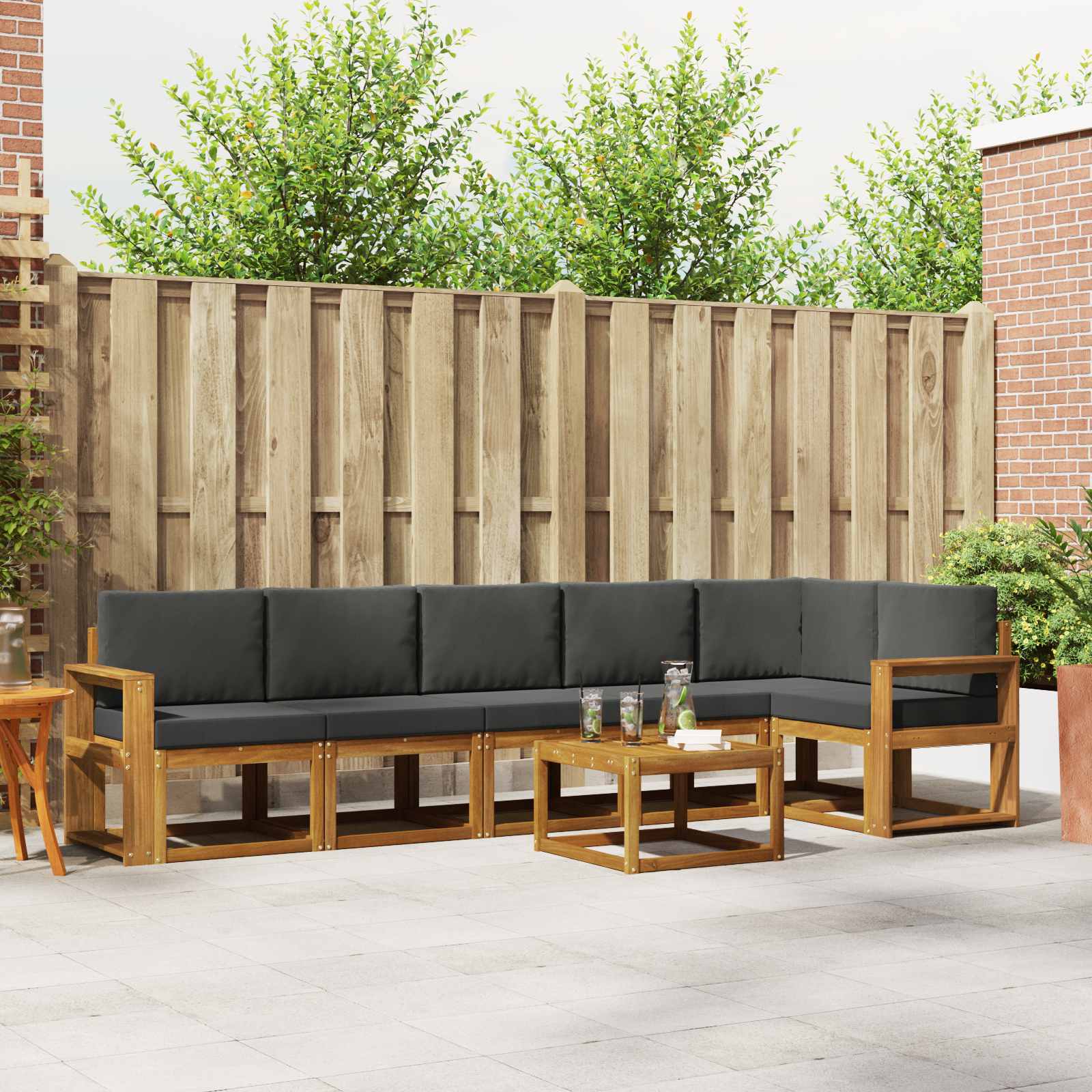 Set vanjskih sofa s jastukom 7 pcs Prirodna i antracit
