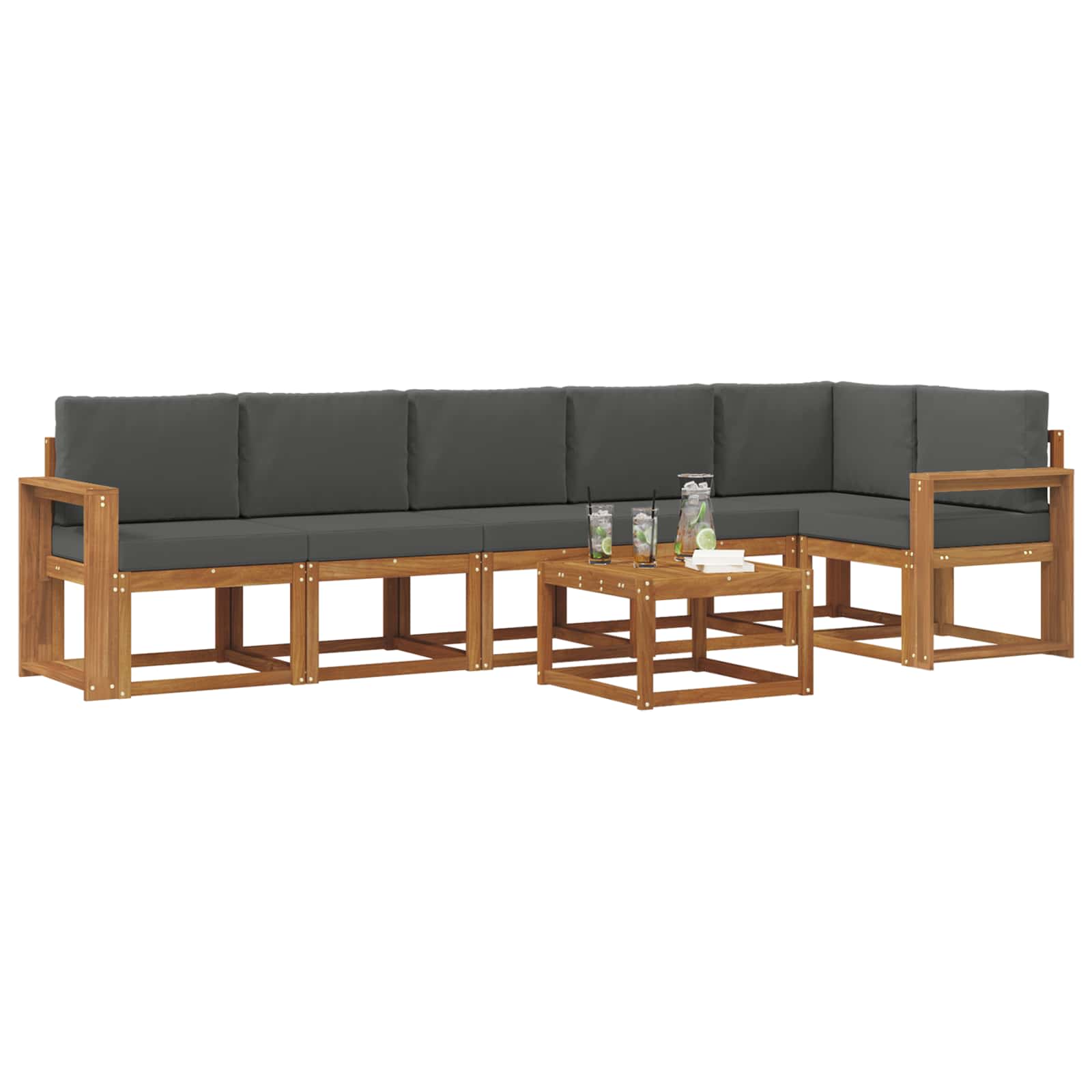 Set vanjskih sofa s jastukom 7 pcs Prirodna i antracit