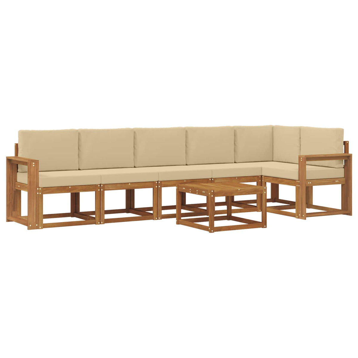 Set vanjskih sofa s jastukom 7 pcs Prirodna i bež