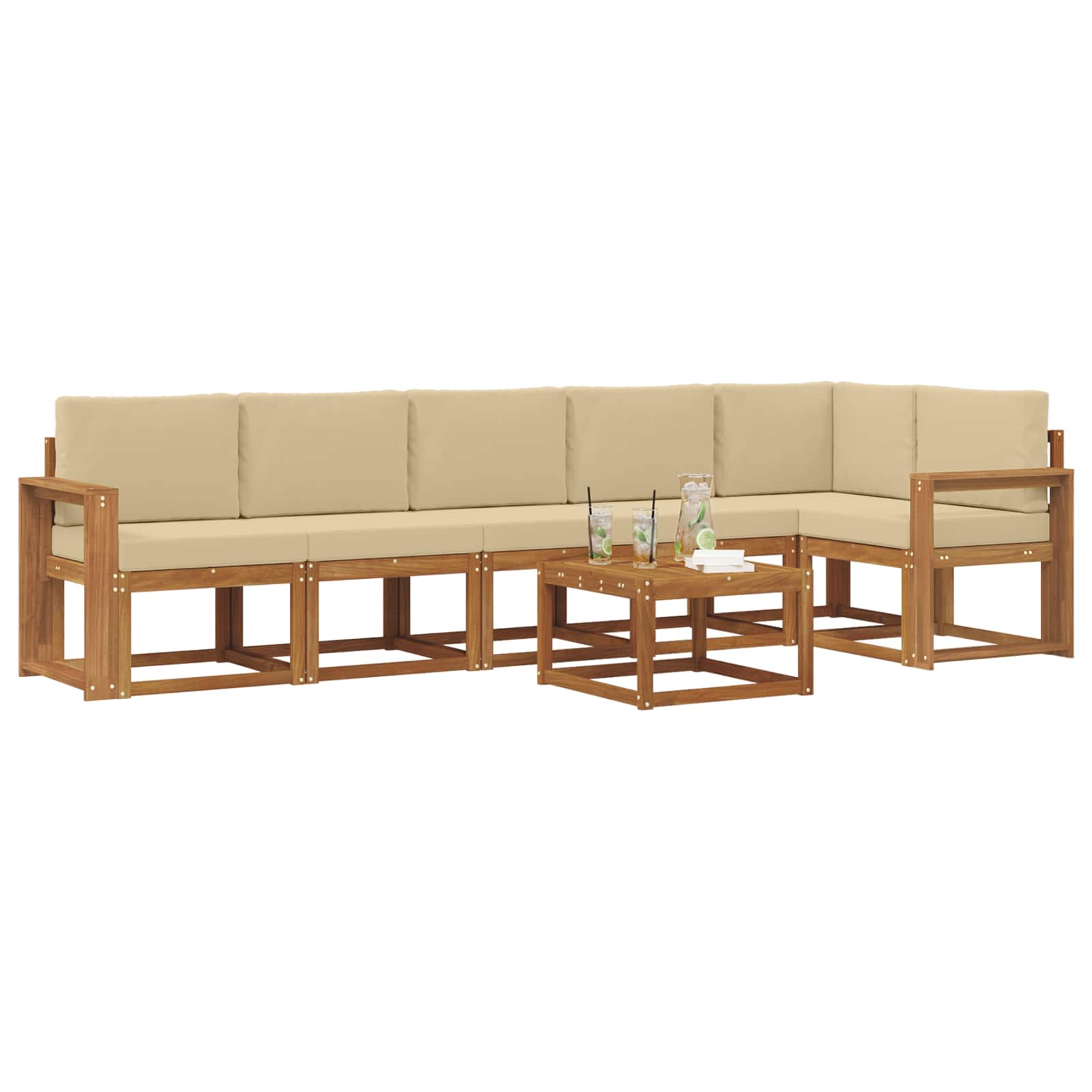 Set vanjskih sofa s jastukom 7 pcs Prirodna i bež