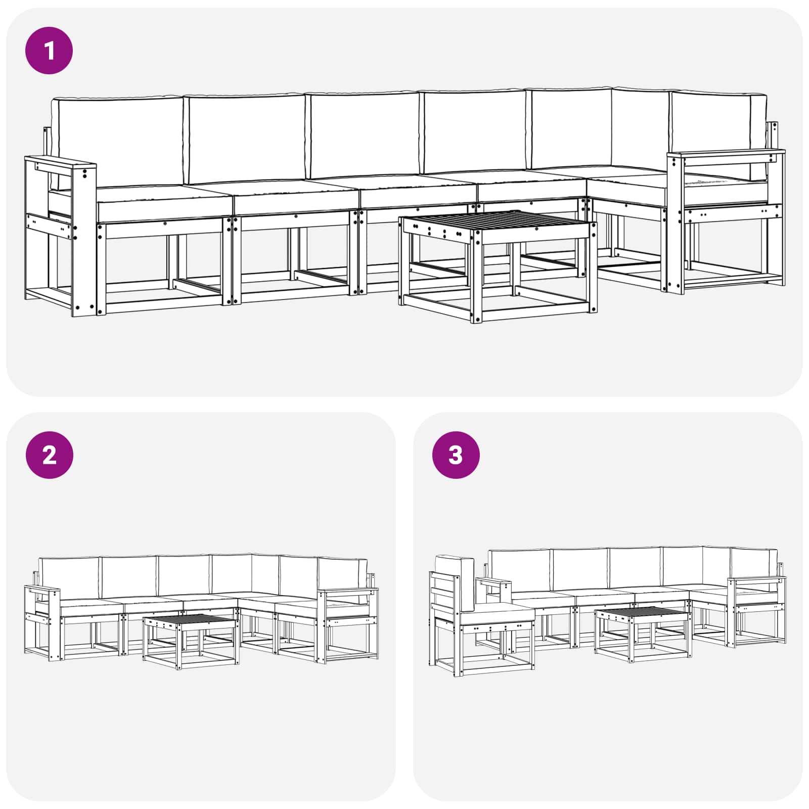 Set vanjskih sofa s jastukom 7 pcs Prirodna i bež