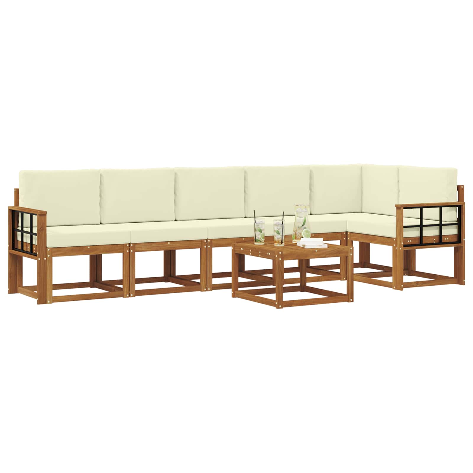 Set vanjskih sofa s jastukom 7 pcs Prirodna i krem