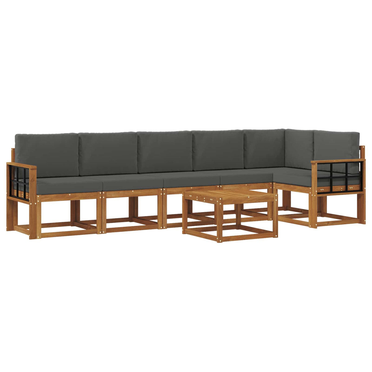 Set vanjskih sofa s jastukom 7 pcs Prirodna i antracit