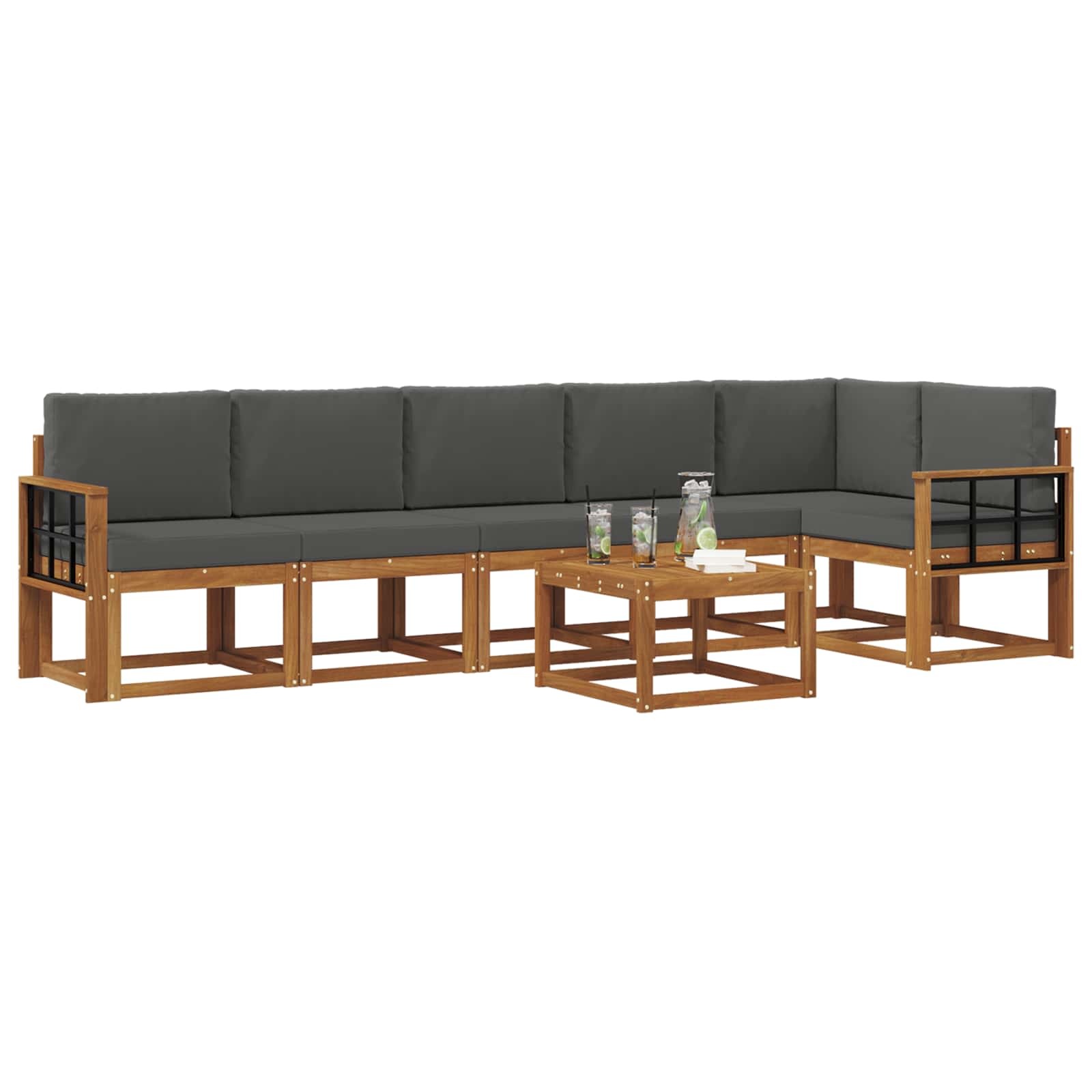 Set vanjskih sofa s jastukom 7 pcs Prirodna i antracit