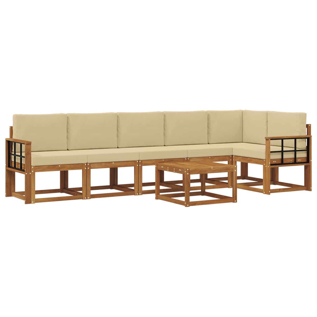 Set vanjskih sofa s jastukom 7 pcs Prirodna i bež