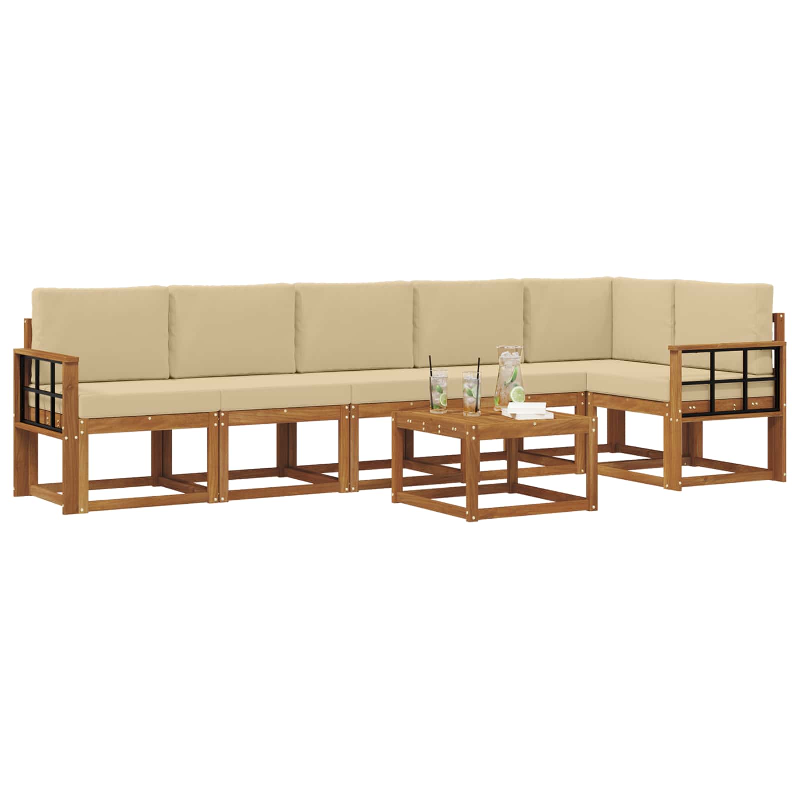 Set vanjskih sofa s jastukom 7 pcs Prirodna i bež