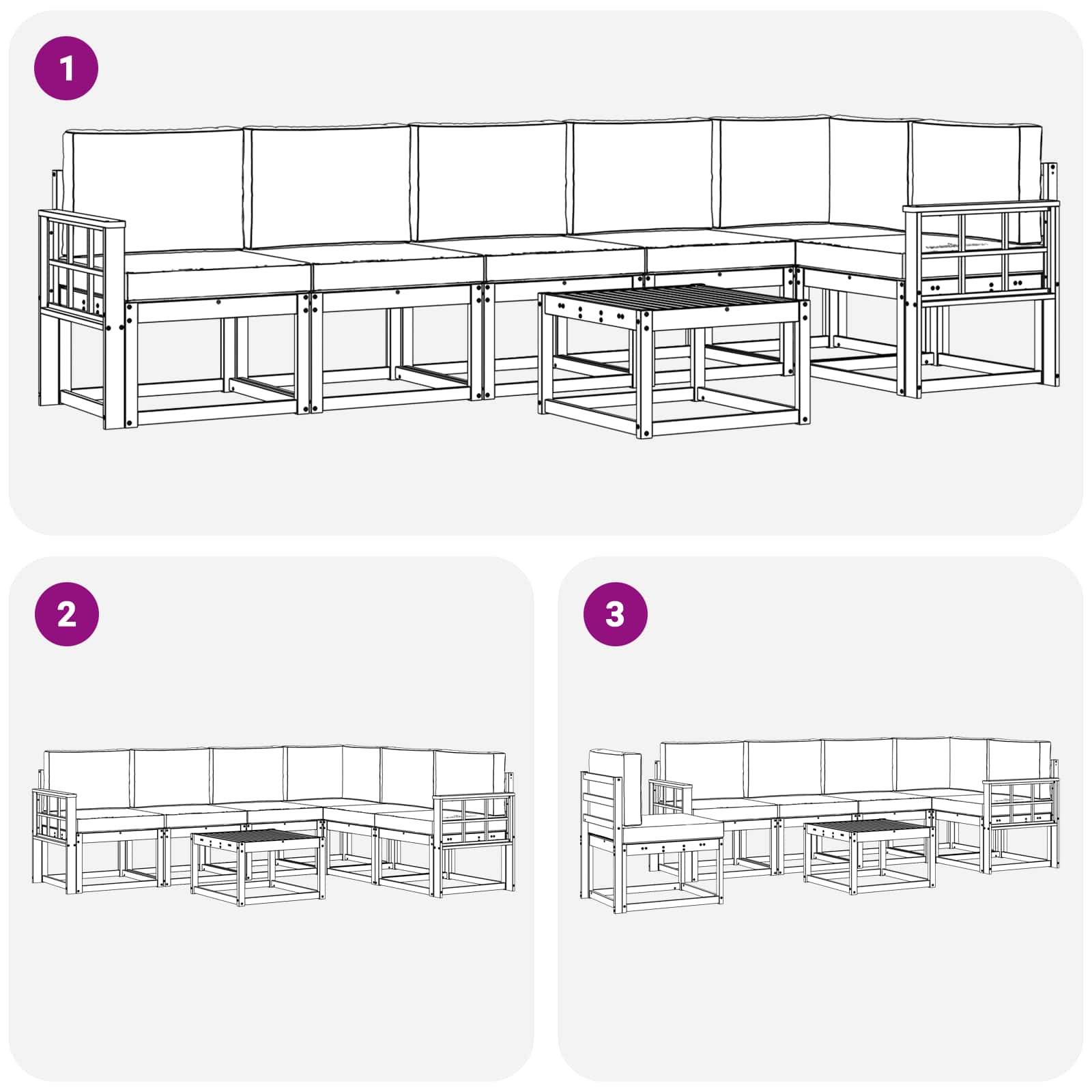 Set vanjskih sofa s jastukom 7 pcs Prirodna i bež