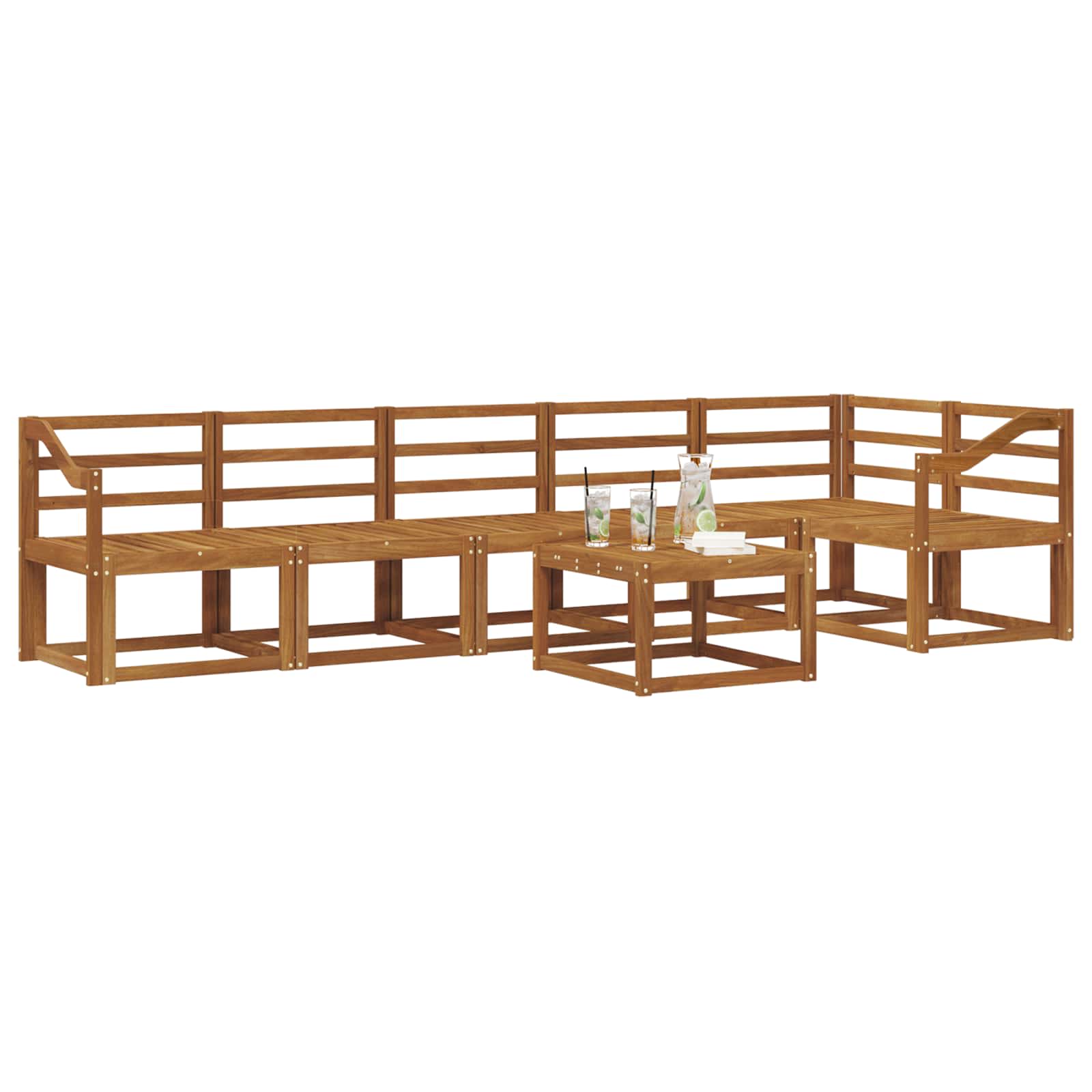 Set vanjskih sofa 7 pcs Prirodna Čvrsto drvo akacije