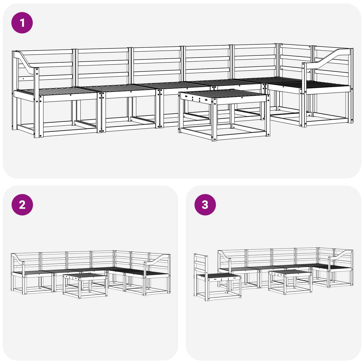 Set vanjskih sofa 7 pcs Prirodna Čvrsto drvo akacije