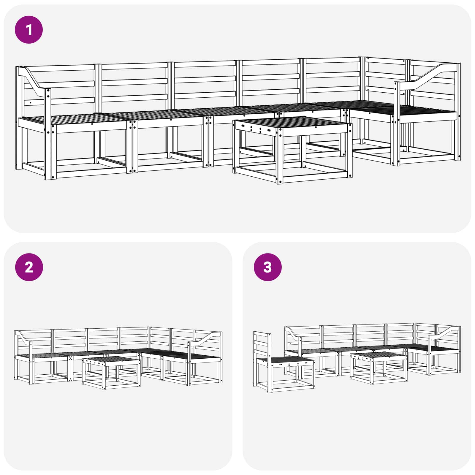 Set vanjskih sofa 7 pcs Prirodna Čvrsto drvo akacije