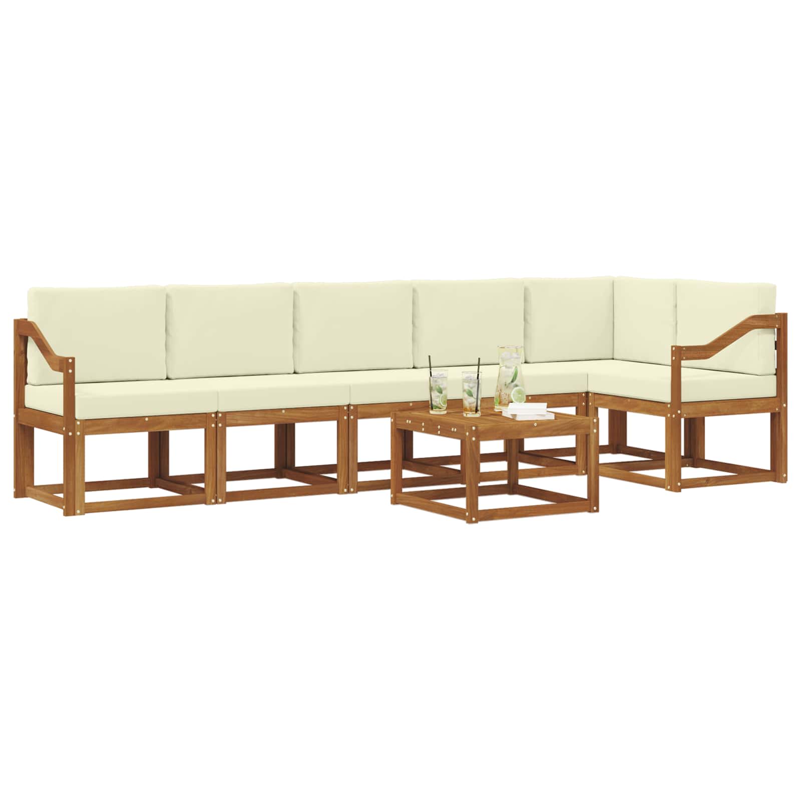 Set vanjskih sofa s jastukom 7 pcs Prirodna i krem