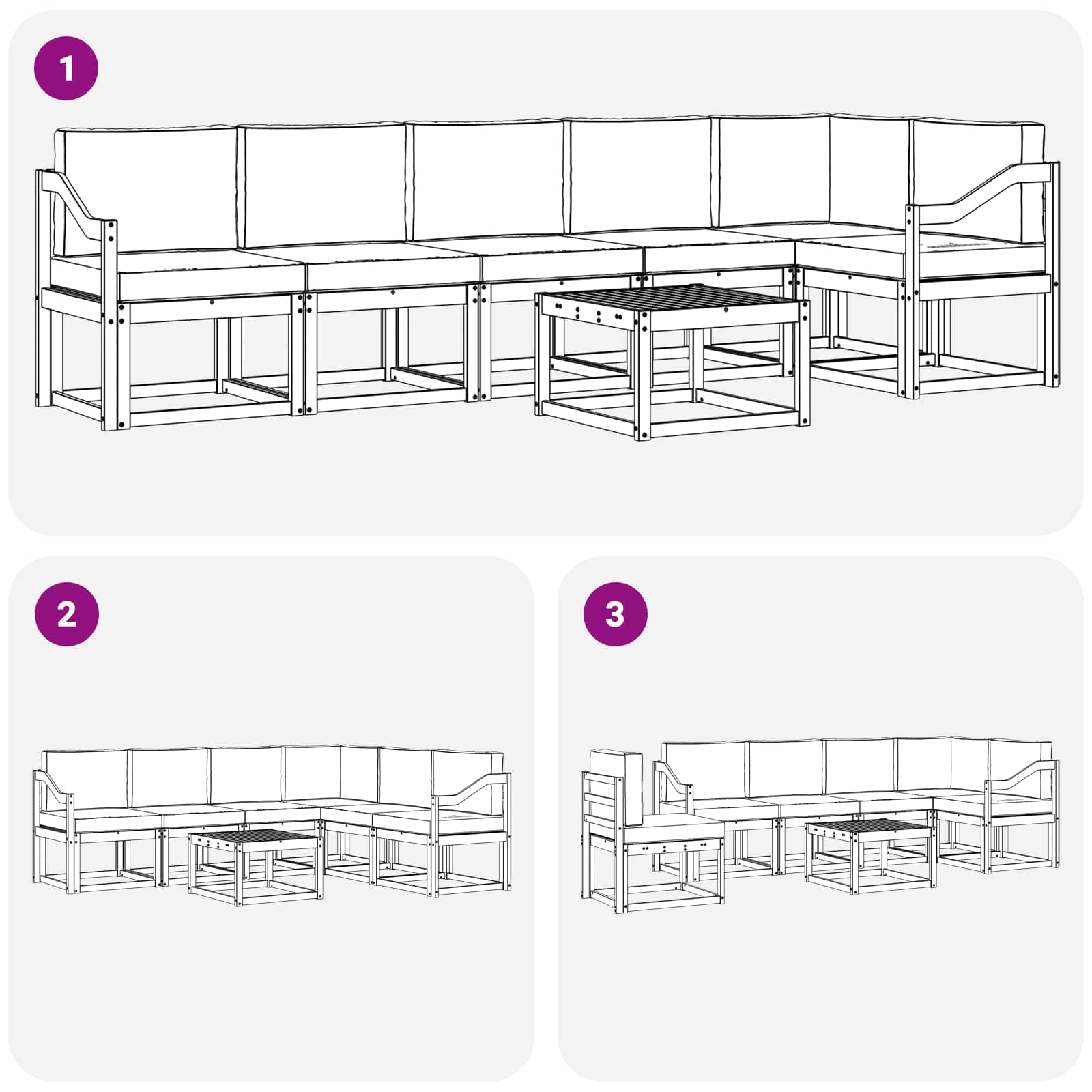 Set vanjskih sofa s jastukom 7 pcs Prirodna i krem