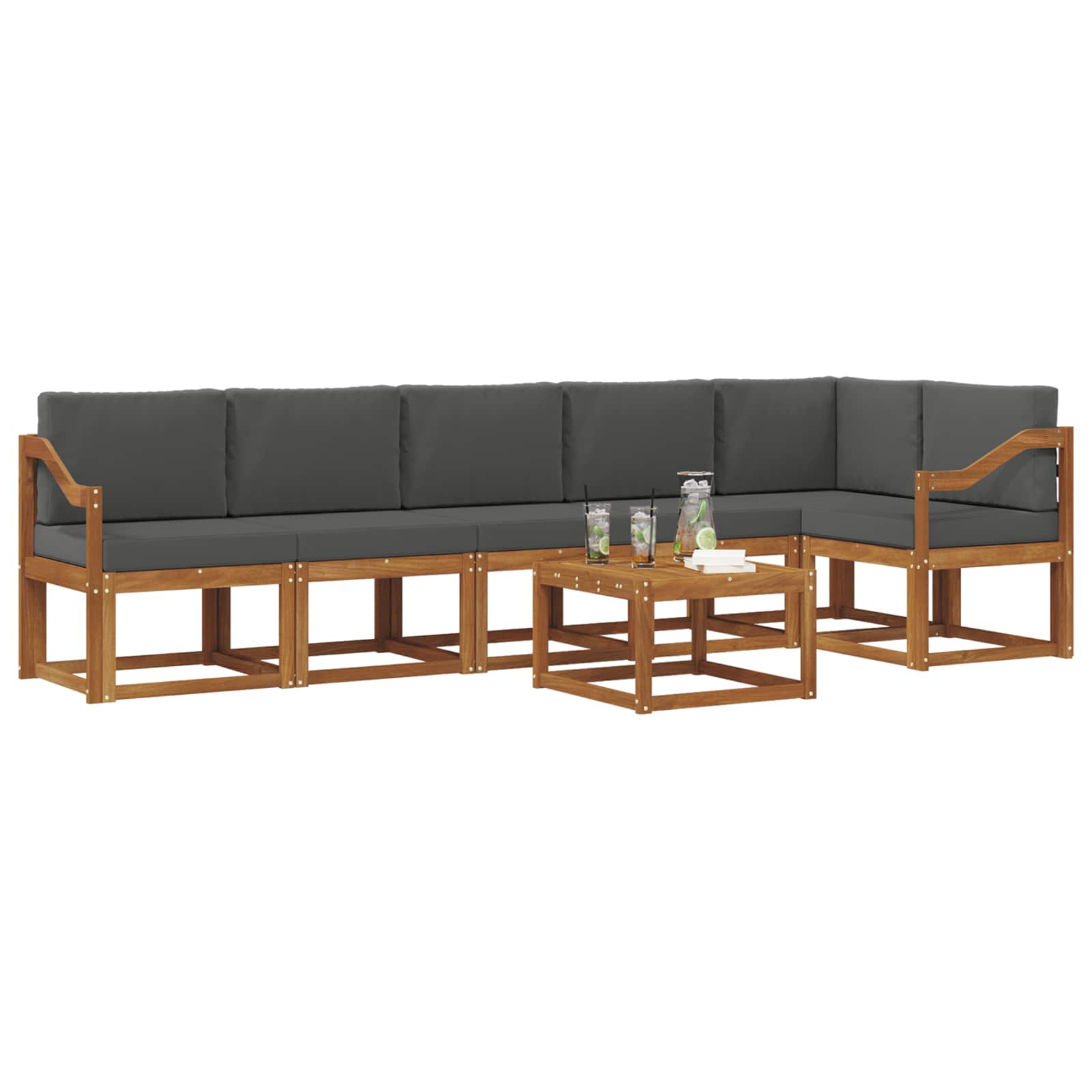Set vanjskih sofa s jastukom 7 pcs Prirodna i antracit
