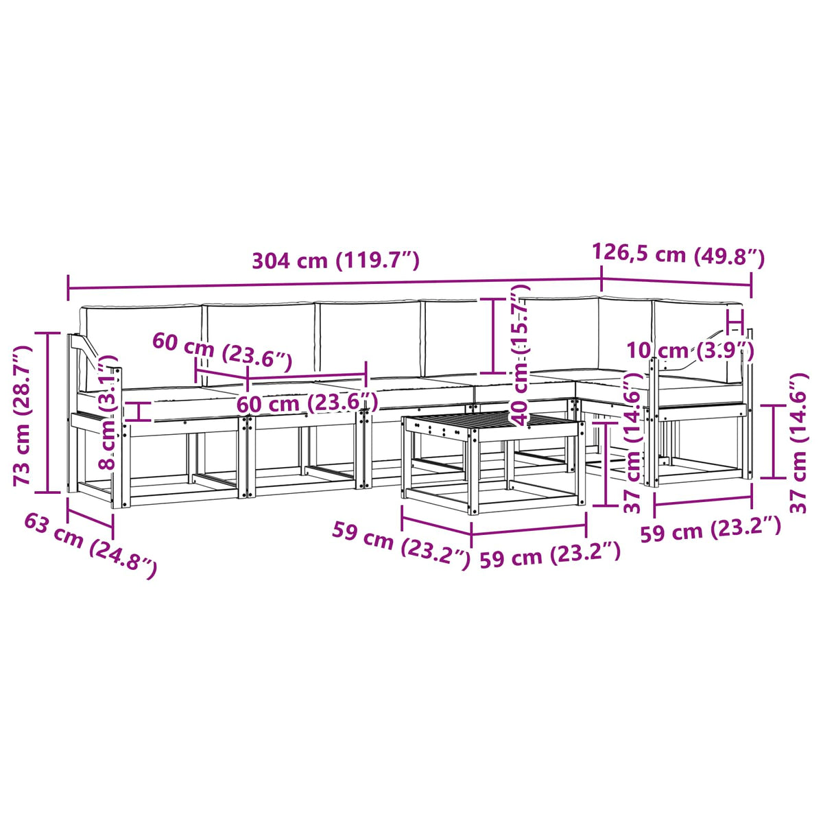 Set vanjskih sofa s jastukom 7 pcs Prirodna i antracit