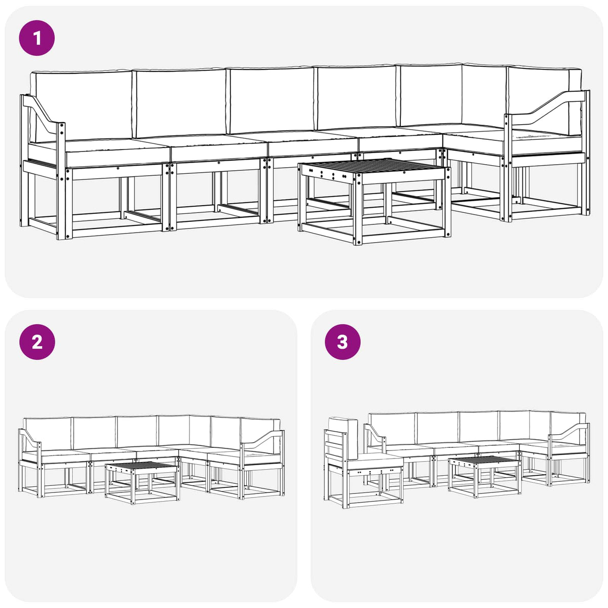Set vanjskih sofa s jastukom 7 pcs Prirodna i antracit