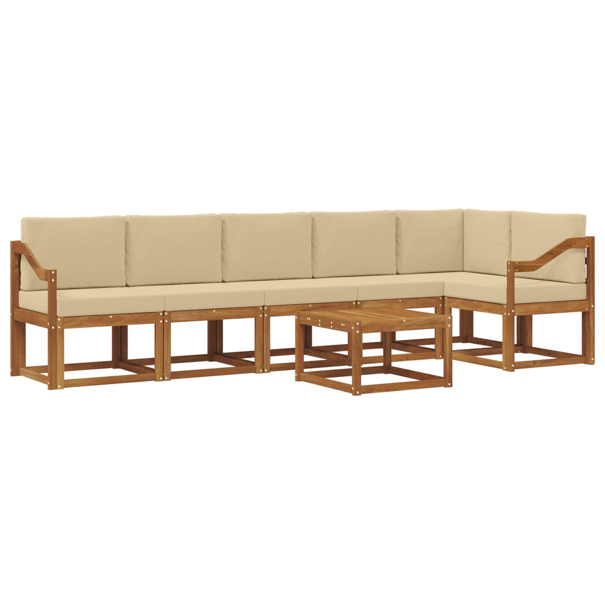 Set vanjskih sofa s jastukom 7 pcs Prirodna i bež