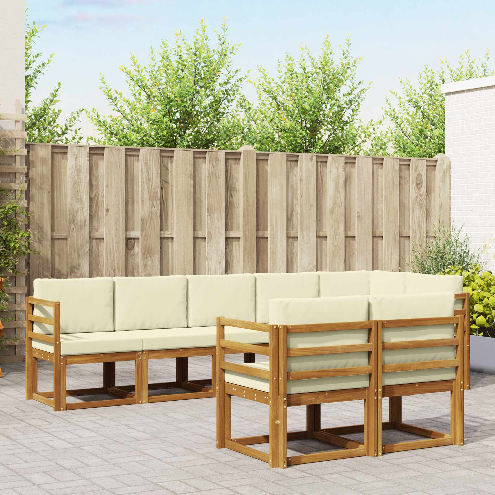 Set vanjskih sofa s jastukom 8 pcs Prirodna i krem