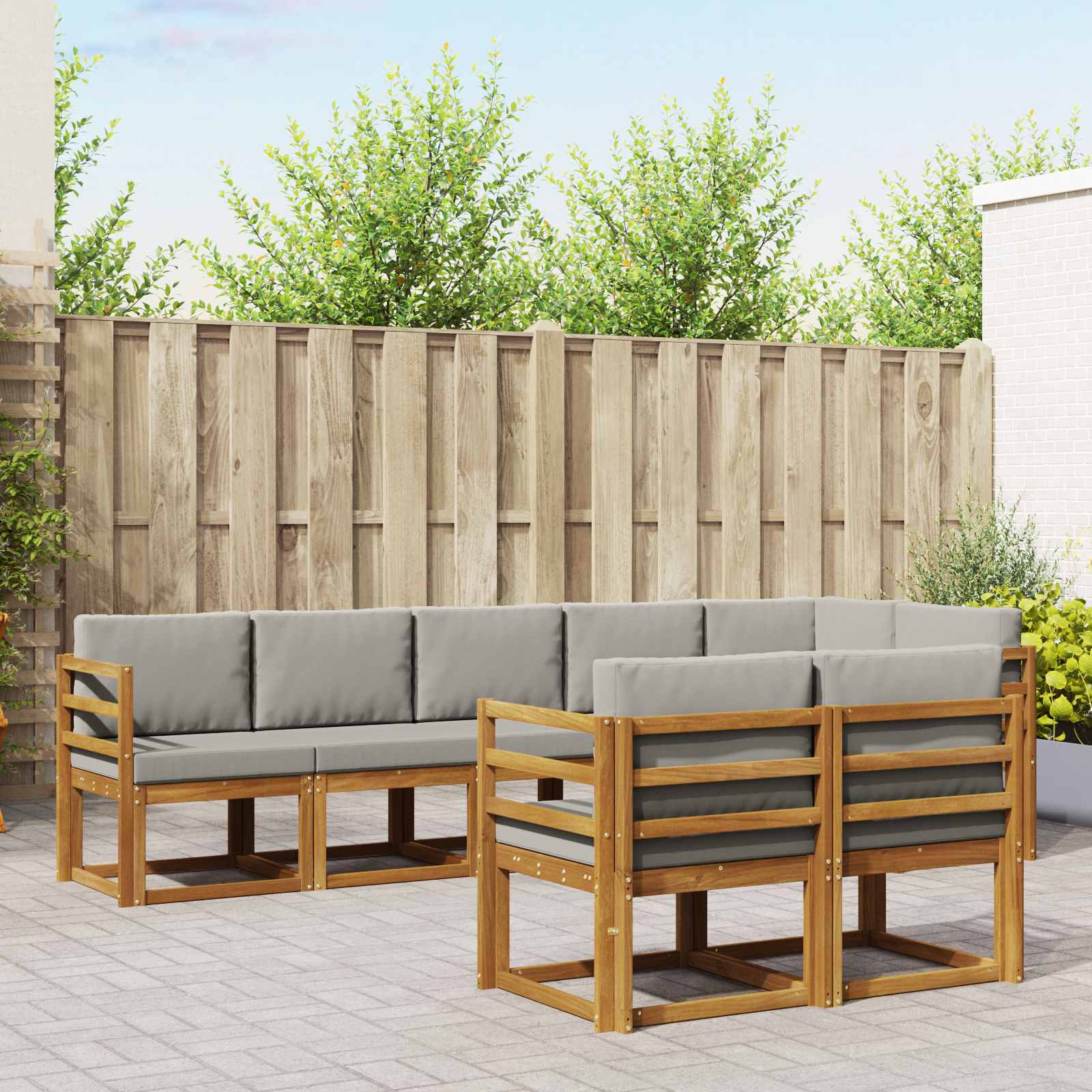 Set vanjskih sofa 8 kom. Prirodna i svijetlo siva
