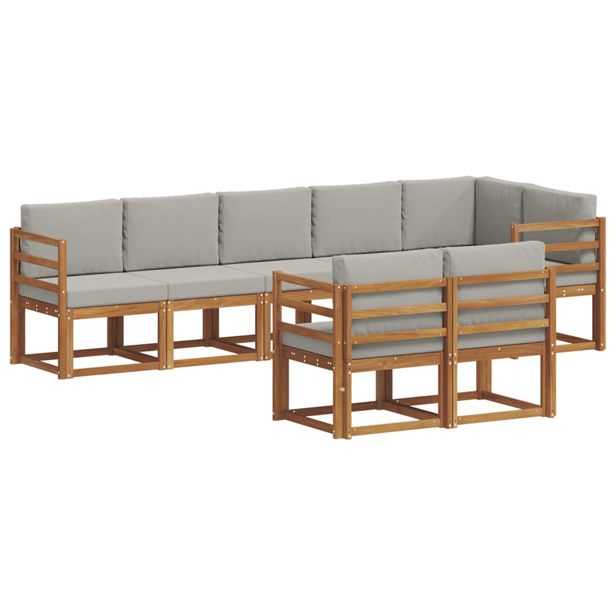 Set vanjskih sofa 8 kom. Prirodna i svijetlo siva
