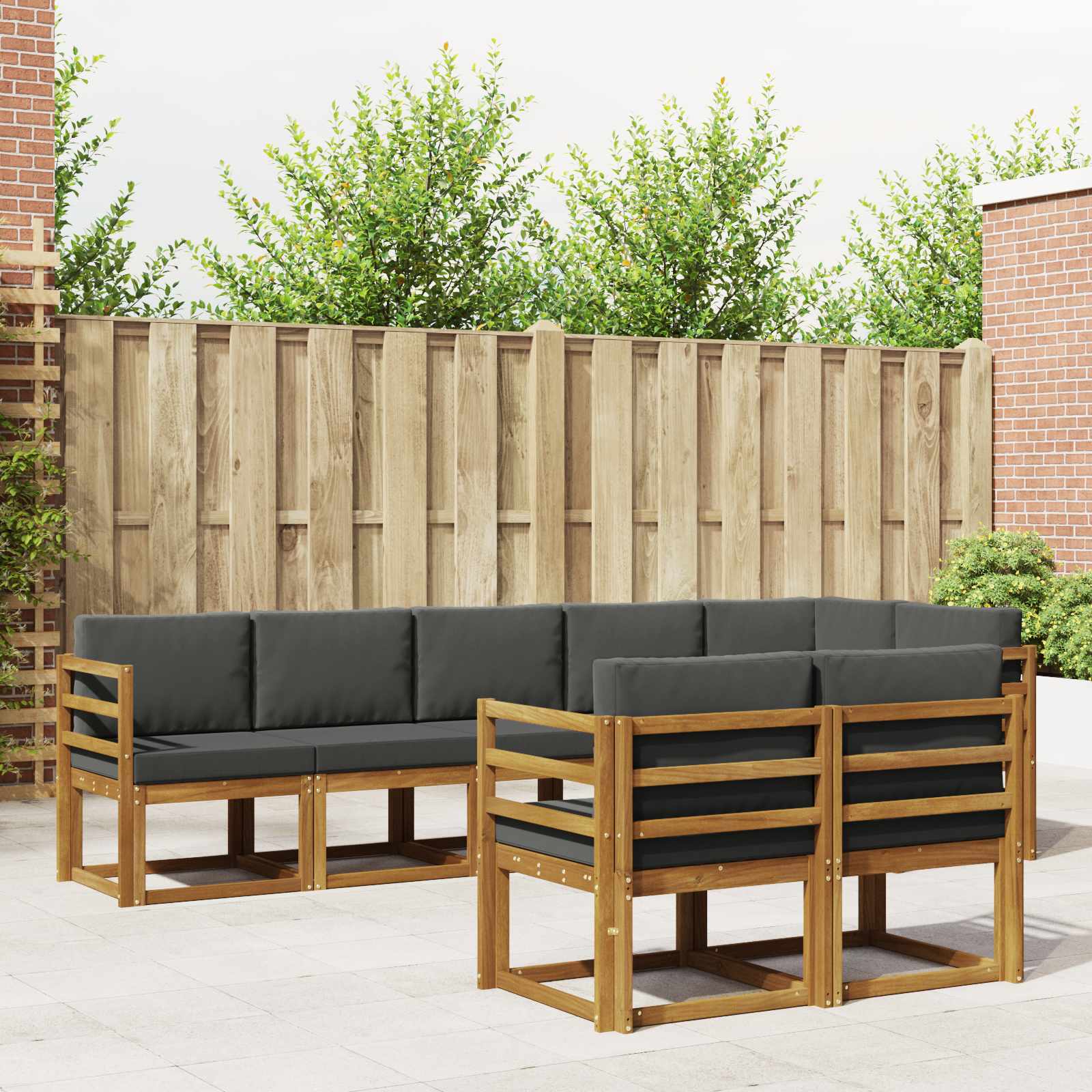 Set vanjskih sofa s jastukom 8 pcs Prirodna i antracit