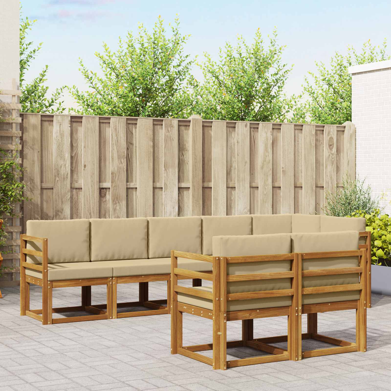 Set vanjskih sofa s jastukom 8 pcs Prirodna i bež