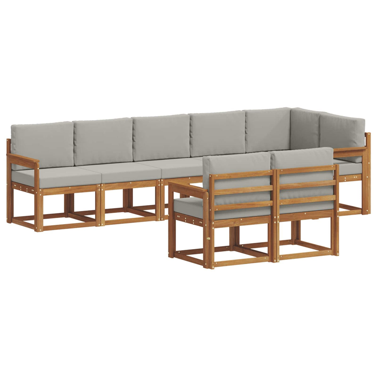 Set vanjskih sofa 8 kom. Prirodna i svijetlo siva